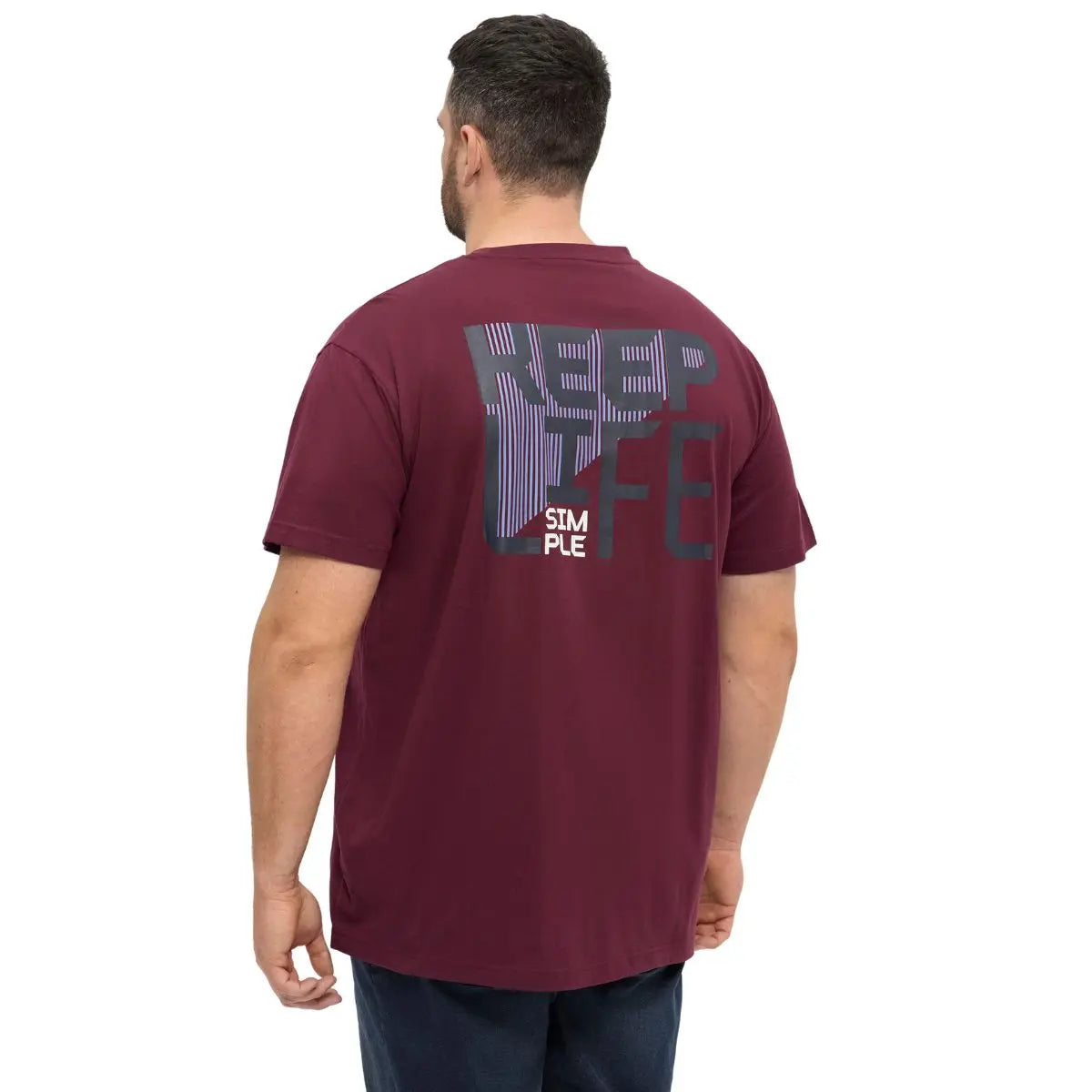Duży męski t-shirt z krótkim rękawem North Latitude 53107-0380 bordowy