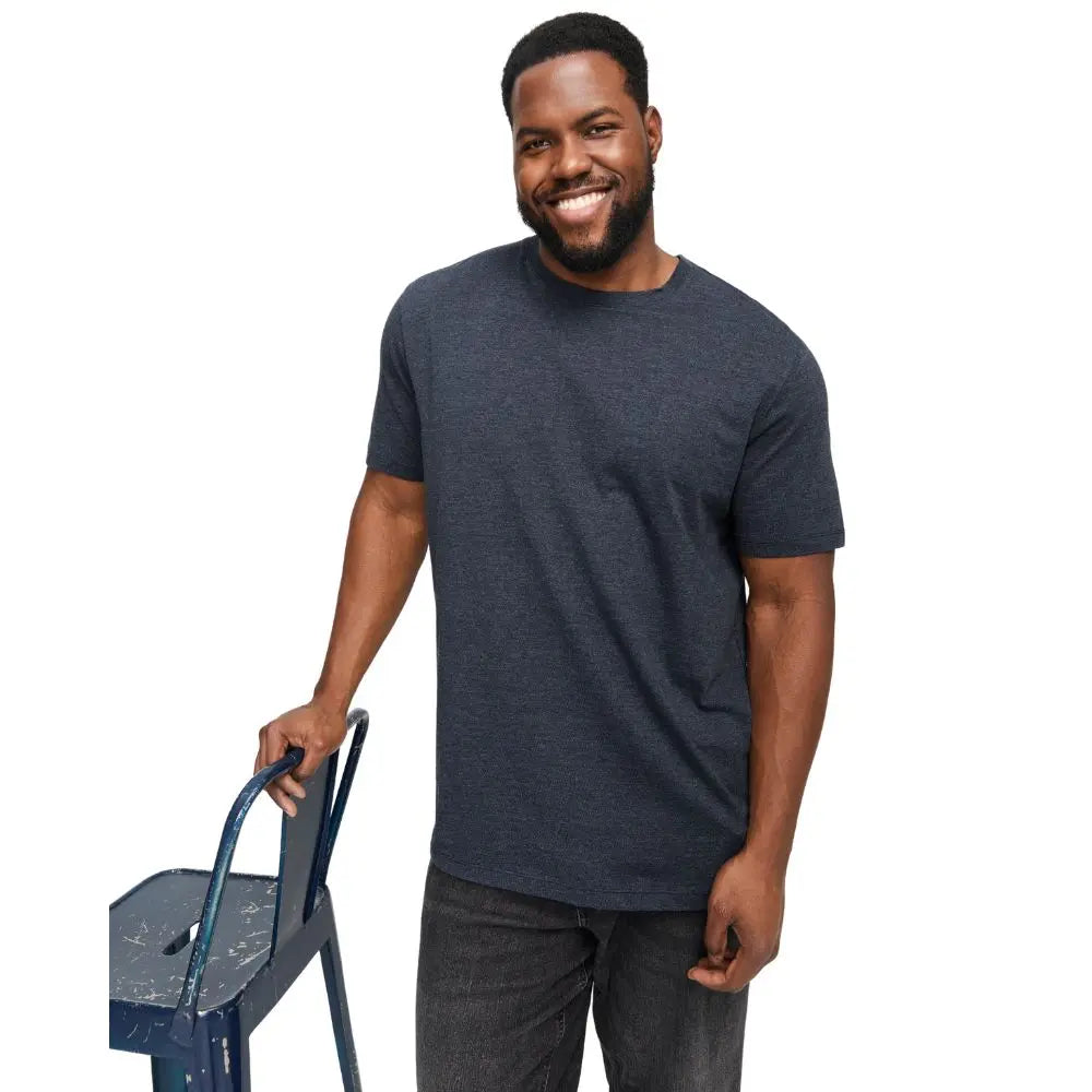 Duża męska koszulka z krótkim rękawem t-shirt gładki Jack &amp; Jones 12229640 granatowy