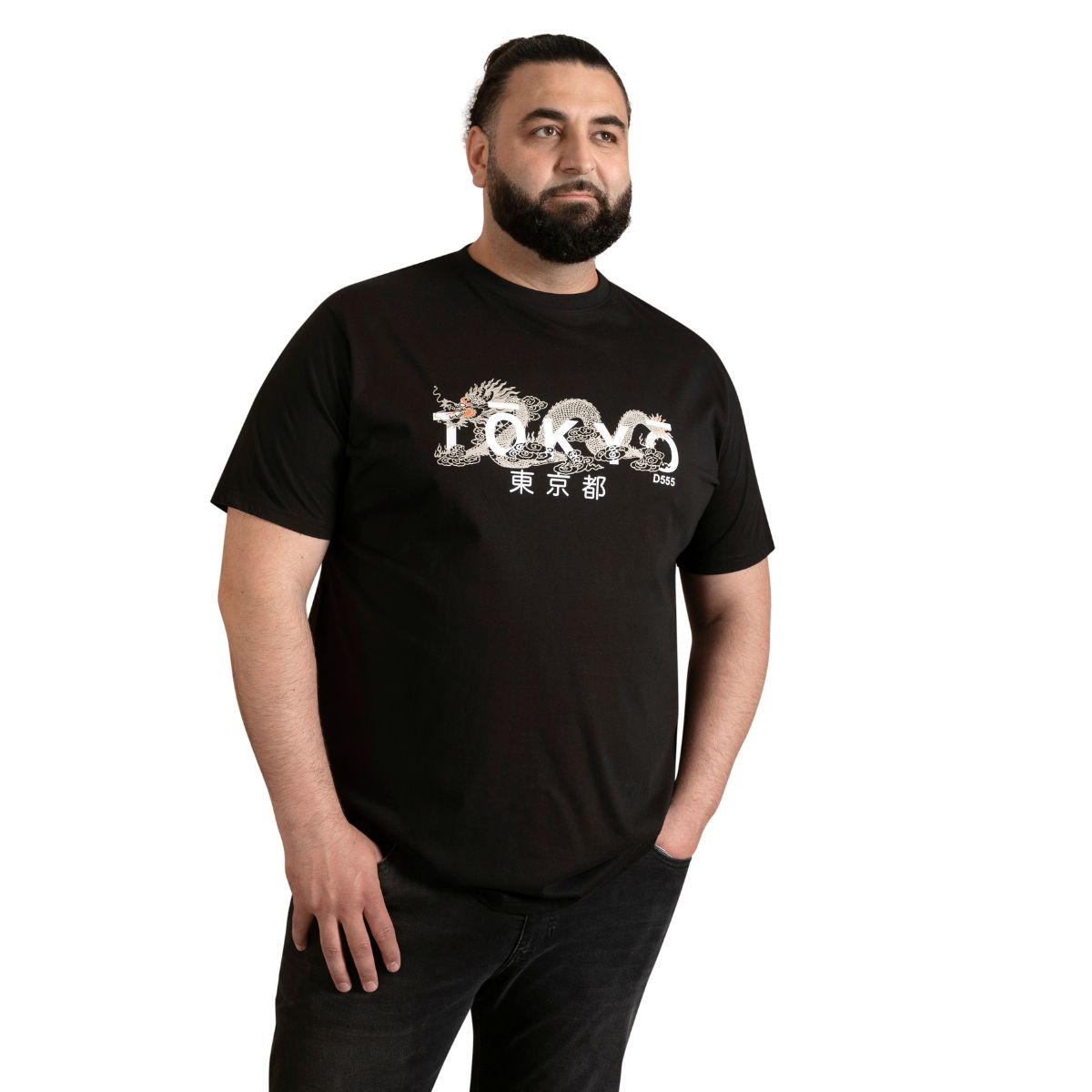 Duża koszulka t-shirt męski nadruk Duke Ginza czarny