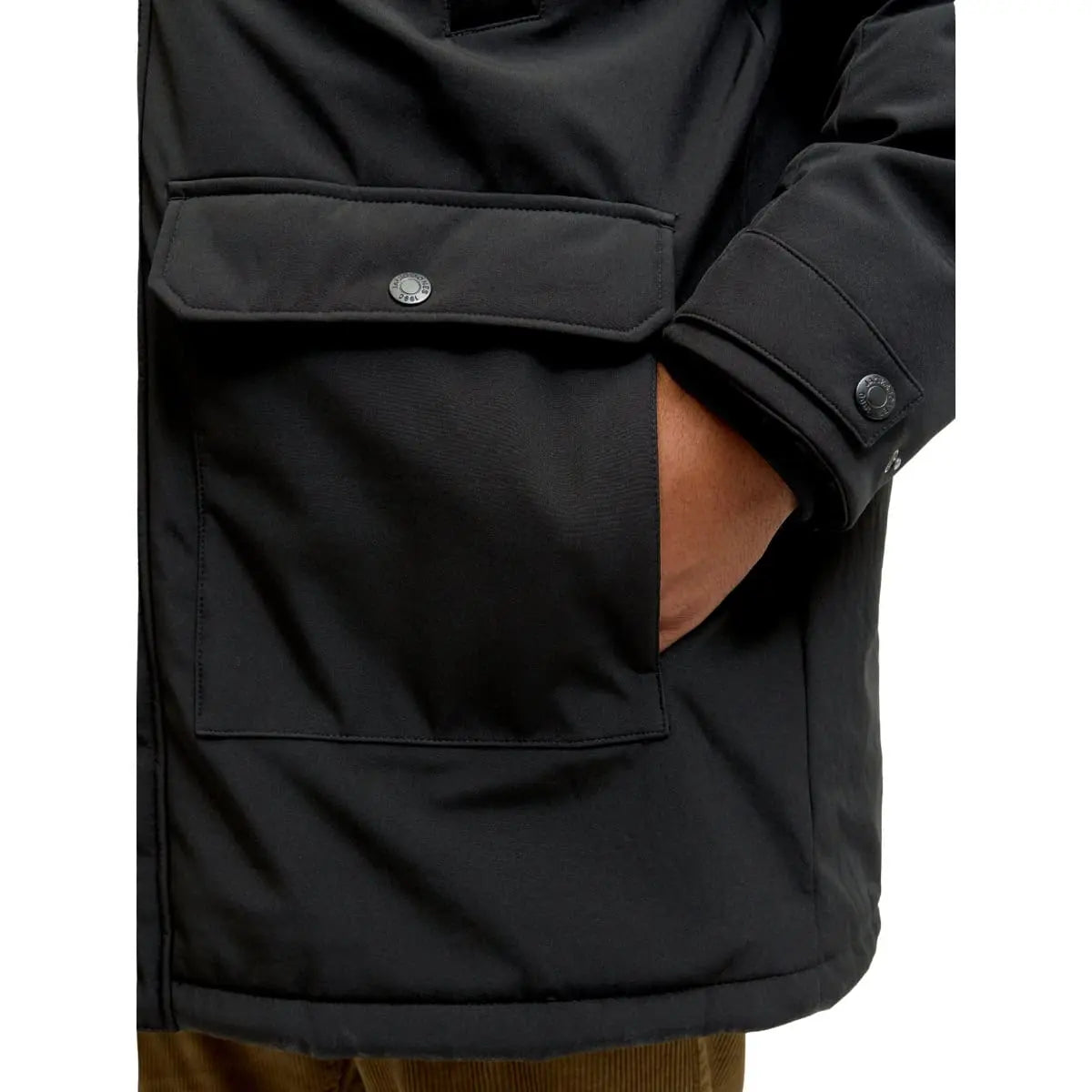 Duża męska kurtka z kapturem parka Jack &amp; Jones 12279797 czarna