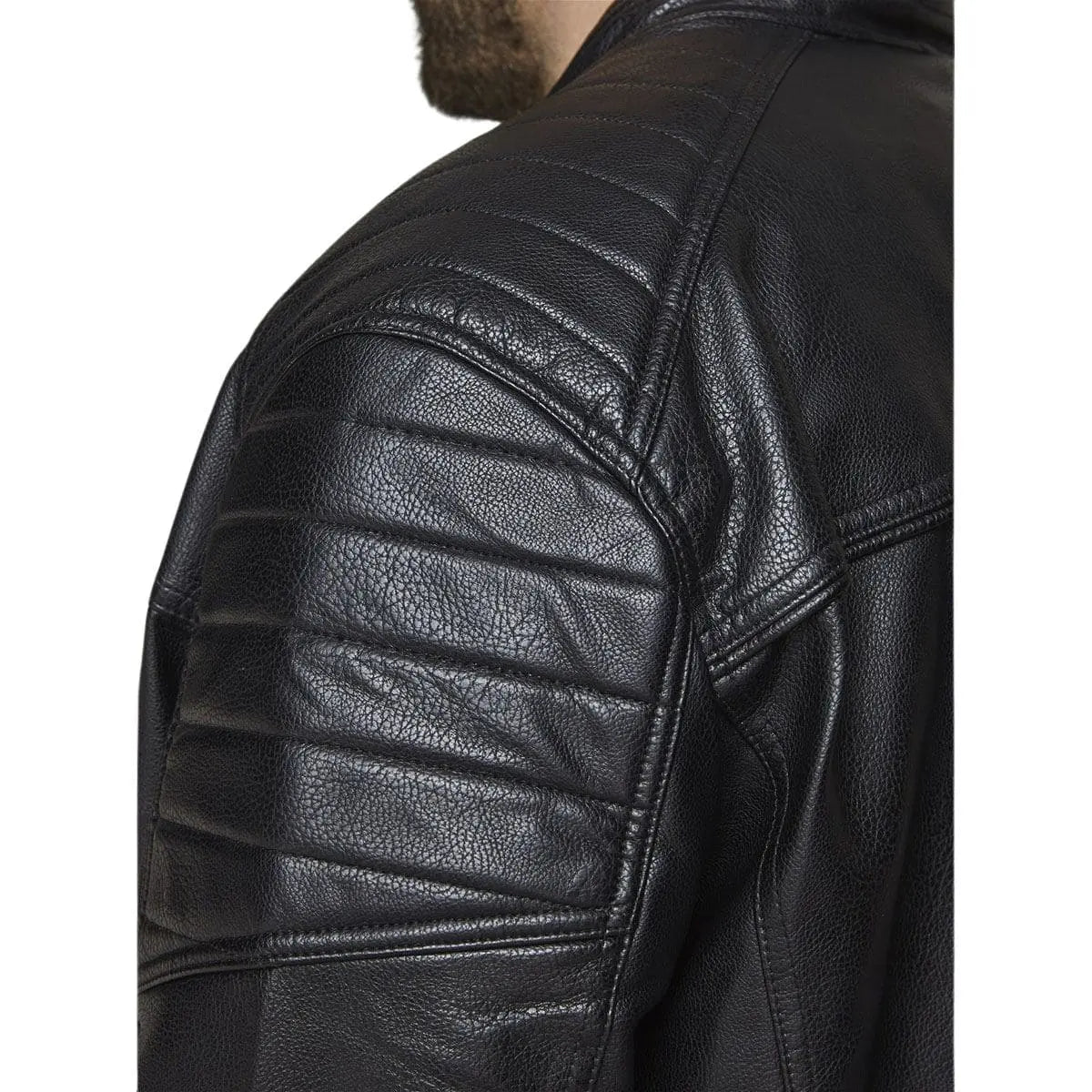 Duża męska kurtka ramoneska modna Jack &amp; Jones 12172908 czarna