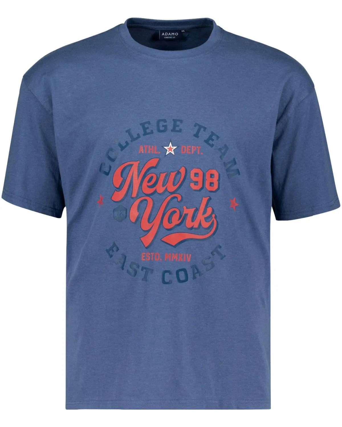 Duży męski t-shirt koszulka z nadrukiem Adamo 131612-350 ciemnoniebieska