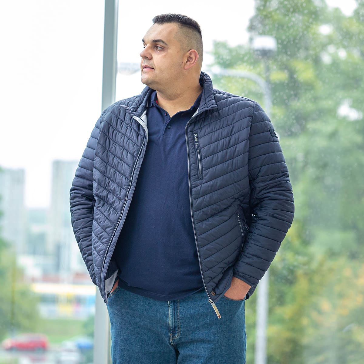 Duża męska kurtka całoroczna lekka Redpoint Walker granatowa