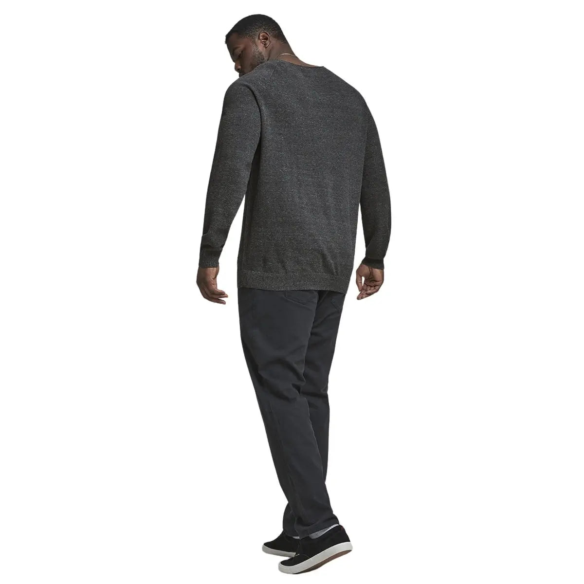 Duży męski sweter gładki wkładany przez głowę Jack &amp; Jones 12163781 ciemnoszary