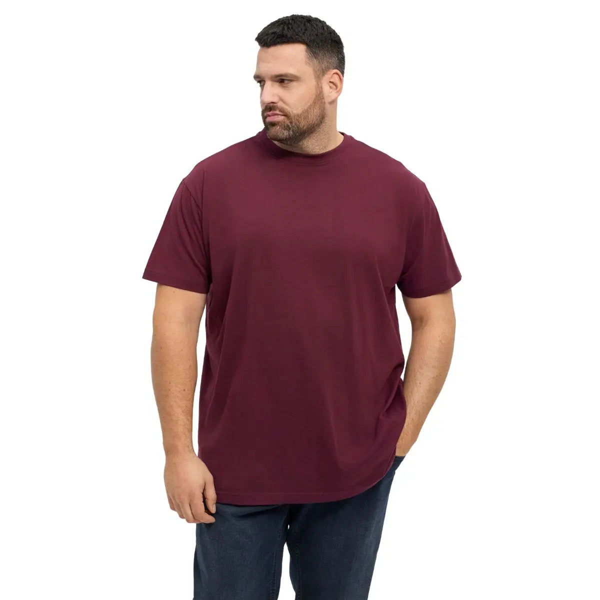 Duży męski t-shirt z krótkim rękawem North Latitude 53107-0380 bordowy
