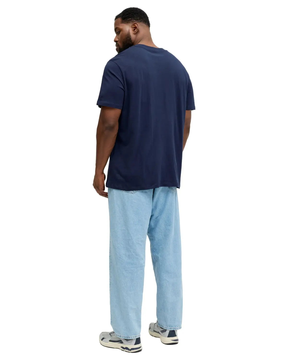 Duża męska koszulka krótki rękaw t-shirt z subtelnym napisem Jack &amp; Jones 12289681 granatowy