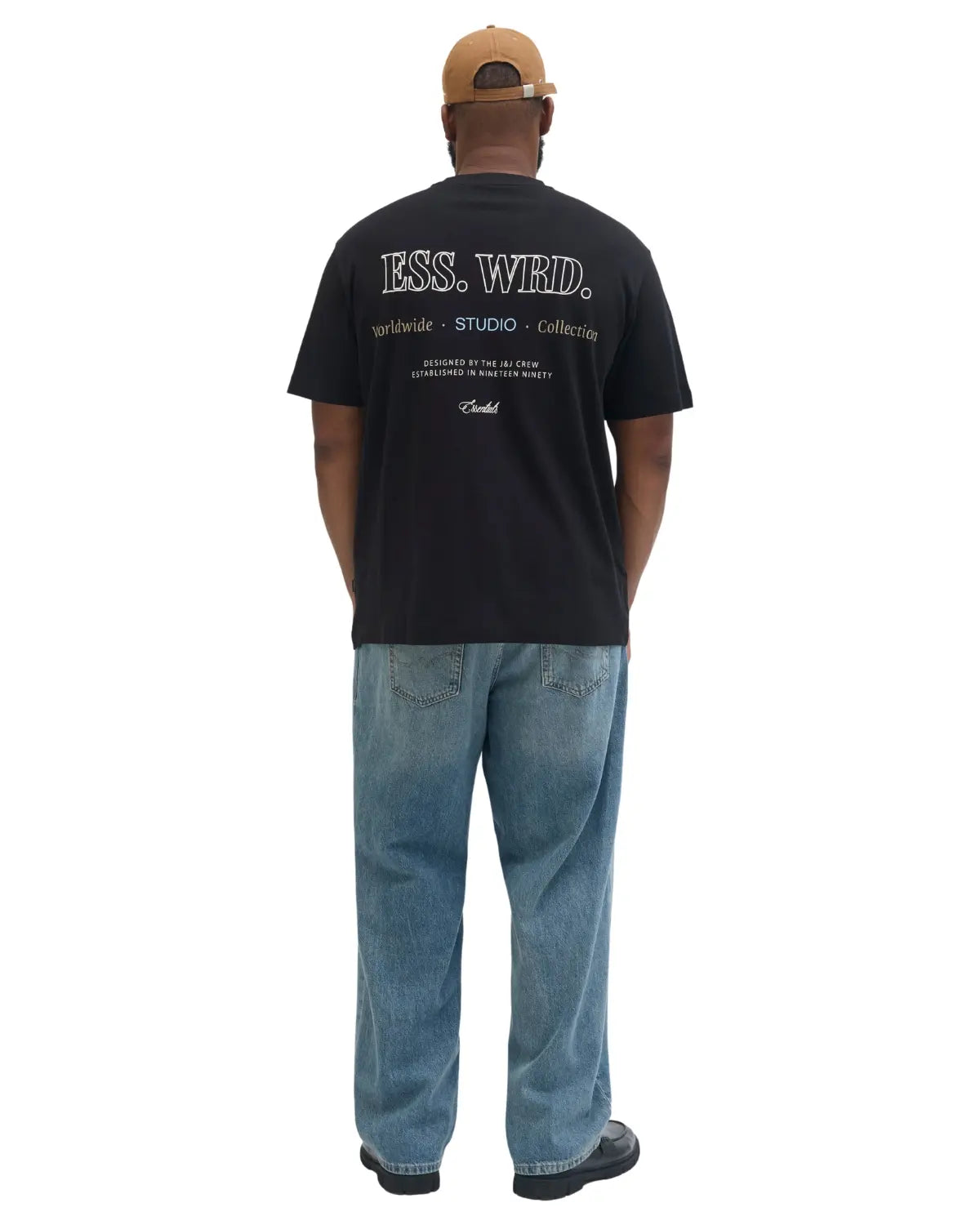 Duża męska koszulka krótki rękaw t-shirt z efektownym nadrukiem na plecach Jack &amp; Jones 12279891 czarny