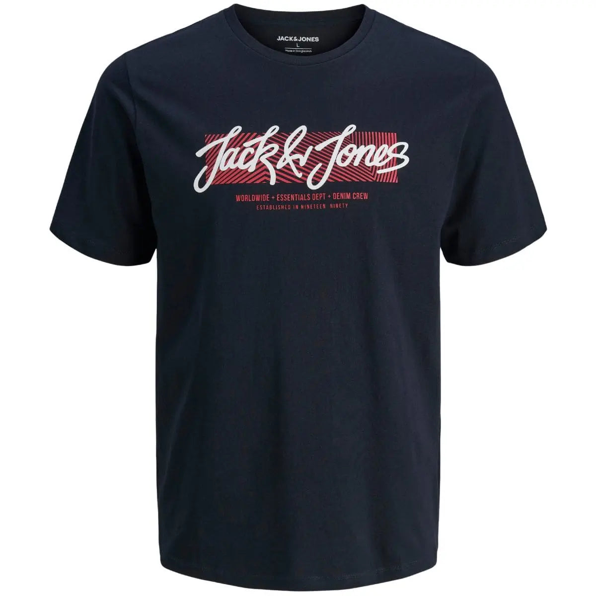 Duża męska koszulka t-shirt  z nadrukiem Jack &amp; Jones 12279834 granatowy