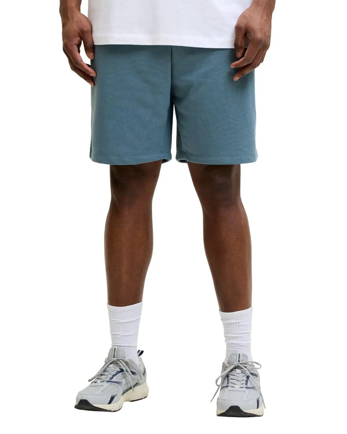 Duże męskie krótkie spodenki dresowe Jack &amp; Jones 12294286 szaroniebieskie