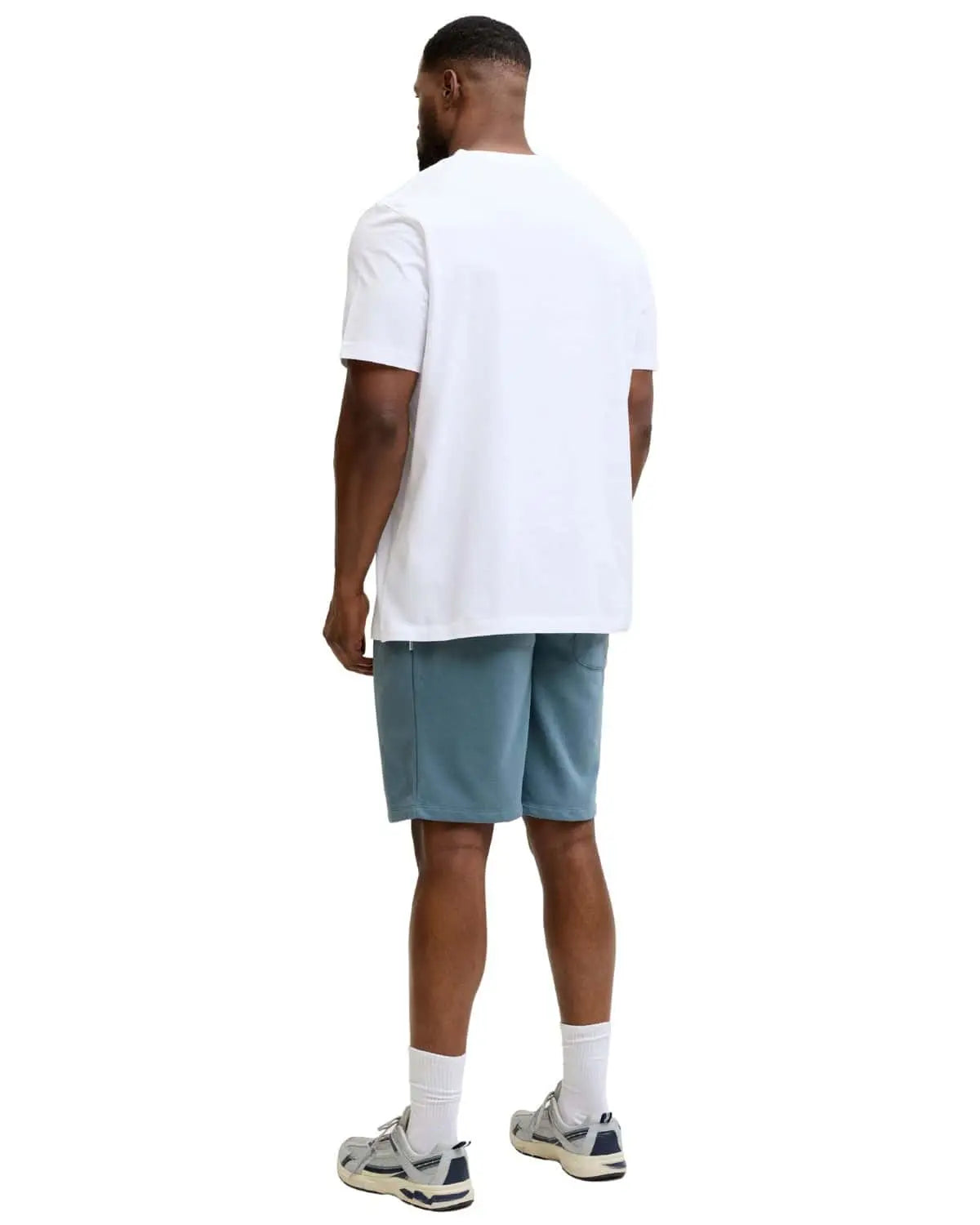 Duże męskie krótkie spodenki dresowe Jack &amp; Jones 12294286 szaroniebieskie