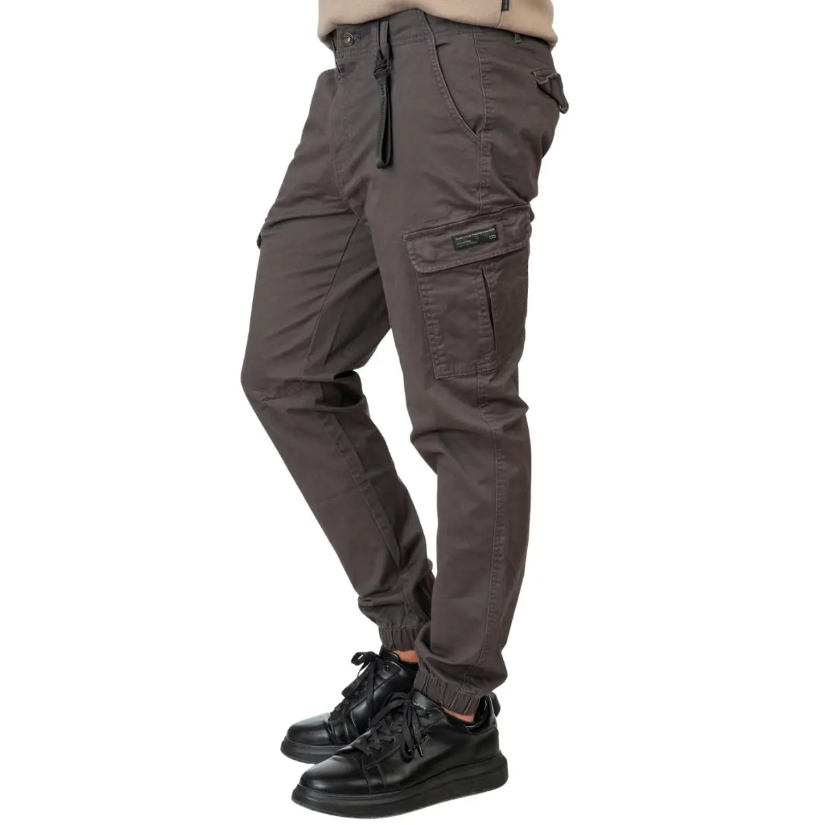 Duże męskie spodnie bojówki ze ściągaczem Double Urban Outfitters CCP-4066 ciemnoszare