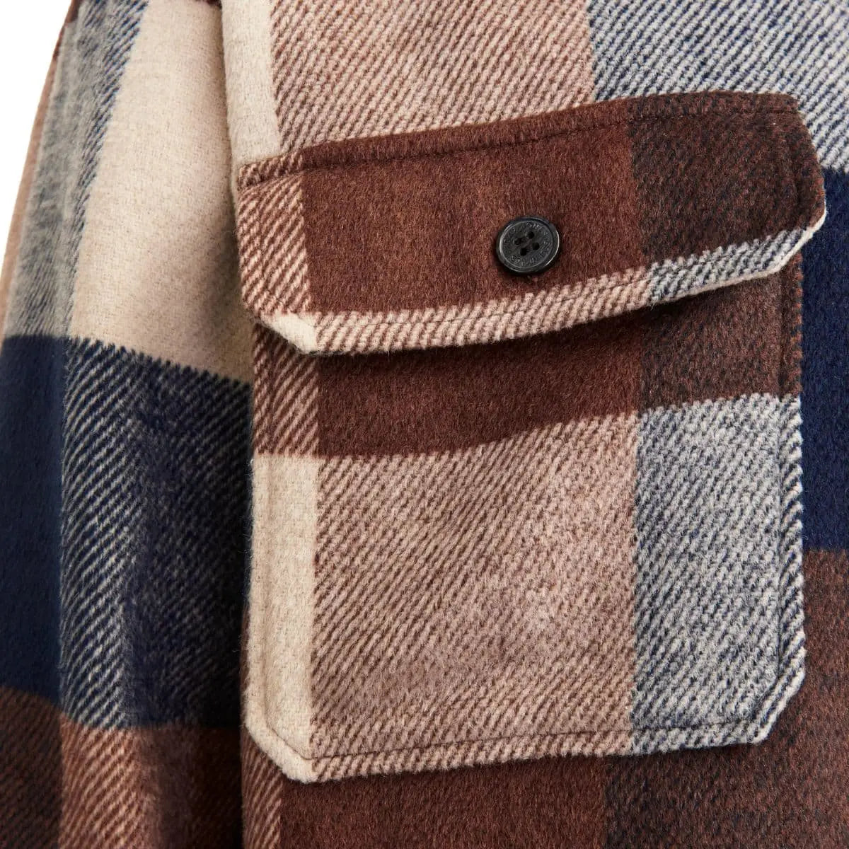 Duża męska flanelowa koszula z długim rękawem w  kratę Jack &amp; Jones 12263999 granatowo-brązowa