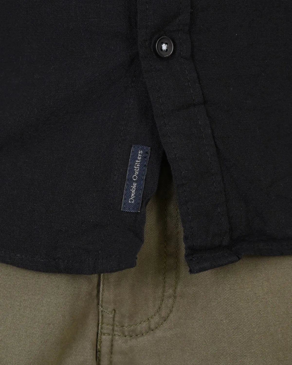 Duża męska koszula długi rękaw gładka lniana Double Urban Outfitters GS-5190 czarna