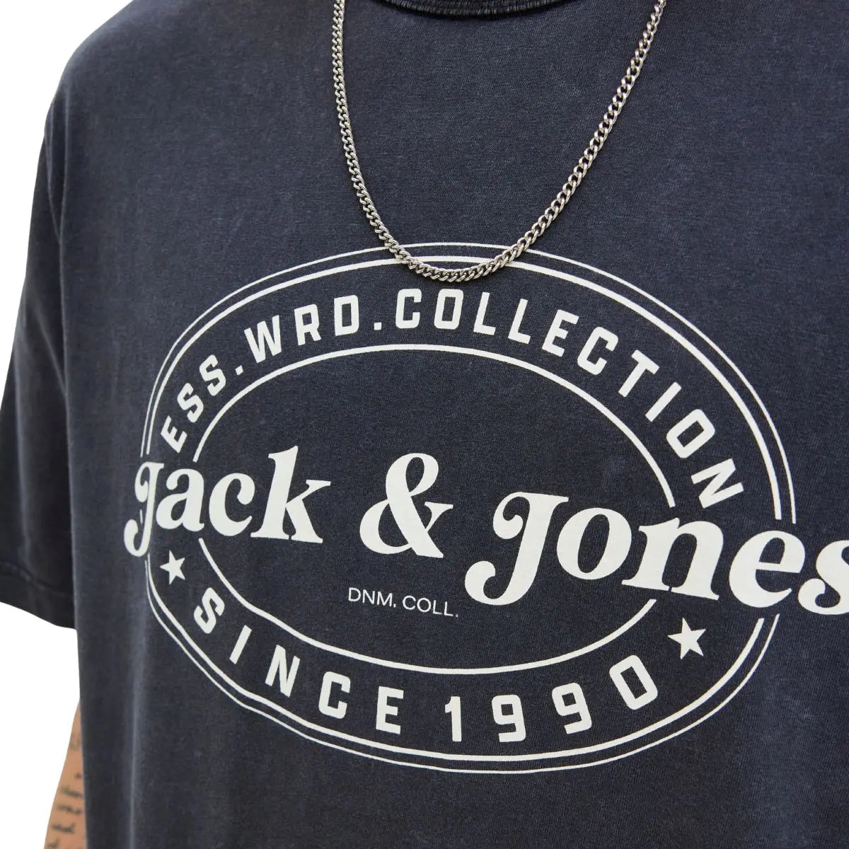 Duży męski t-shirt z nadrukiem krótkim rękawem Jack &amp; Jones 12284627 czarny