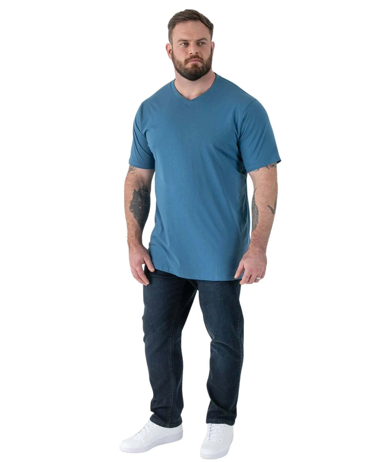 Duża koszulka męska z dekoltem w serek Duke D555 Signature V-neck teal