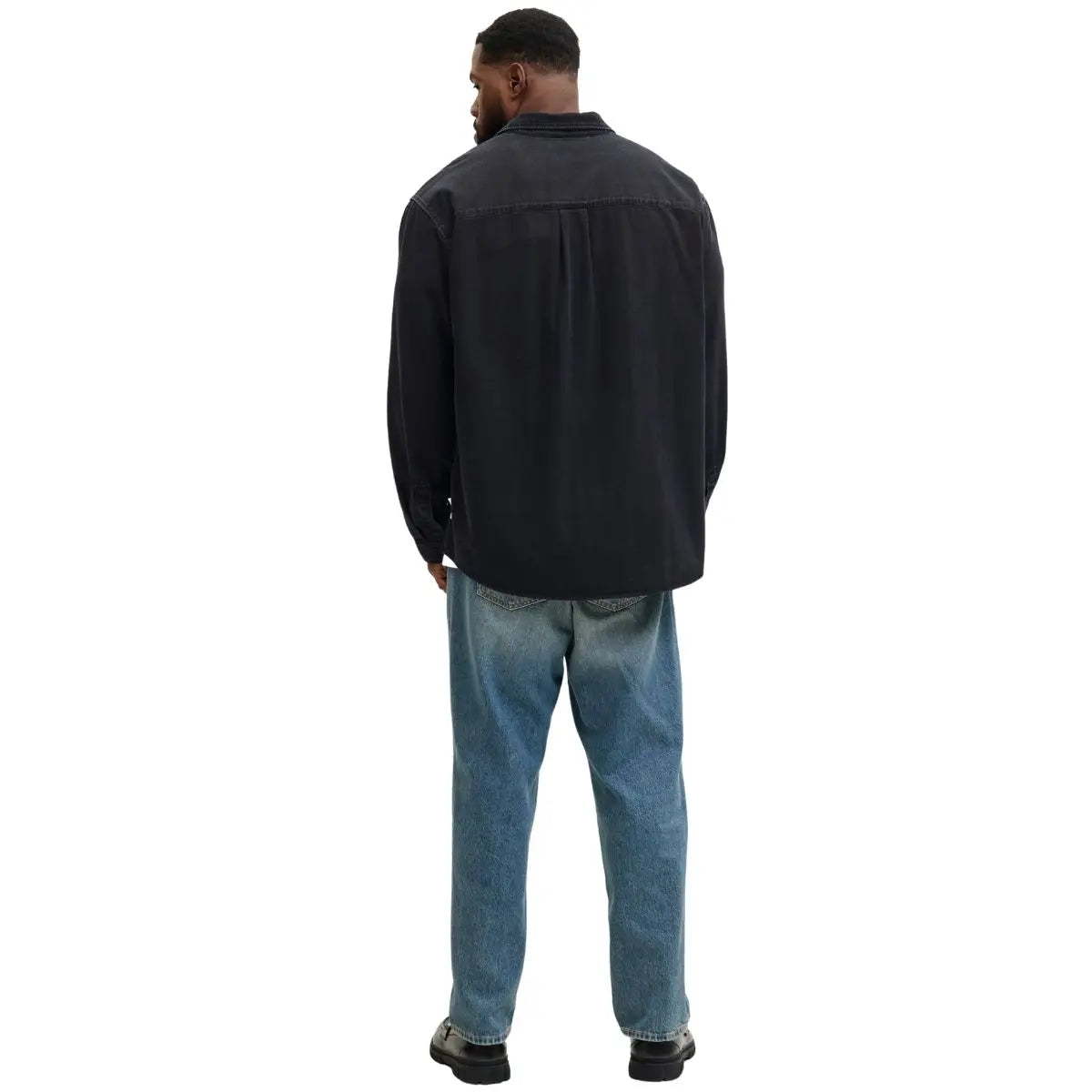 Duża koszula męska z długim rękawem jeansowa Jack &amp; Jones 12283674 czarna