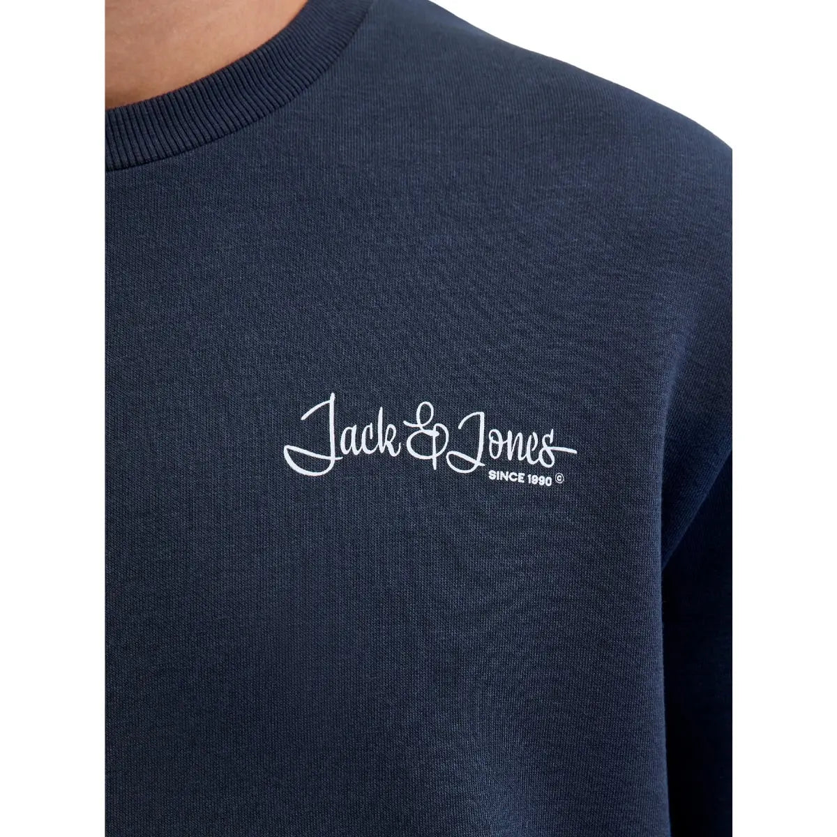 Duża męska bluza wkładana przez głowę z napisem na plecach Jack &amp; Jones 12285534 granatowa