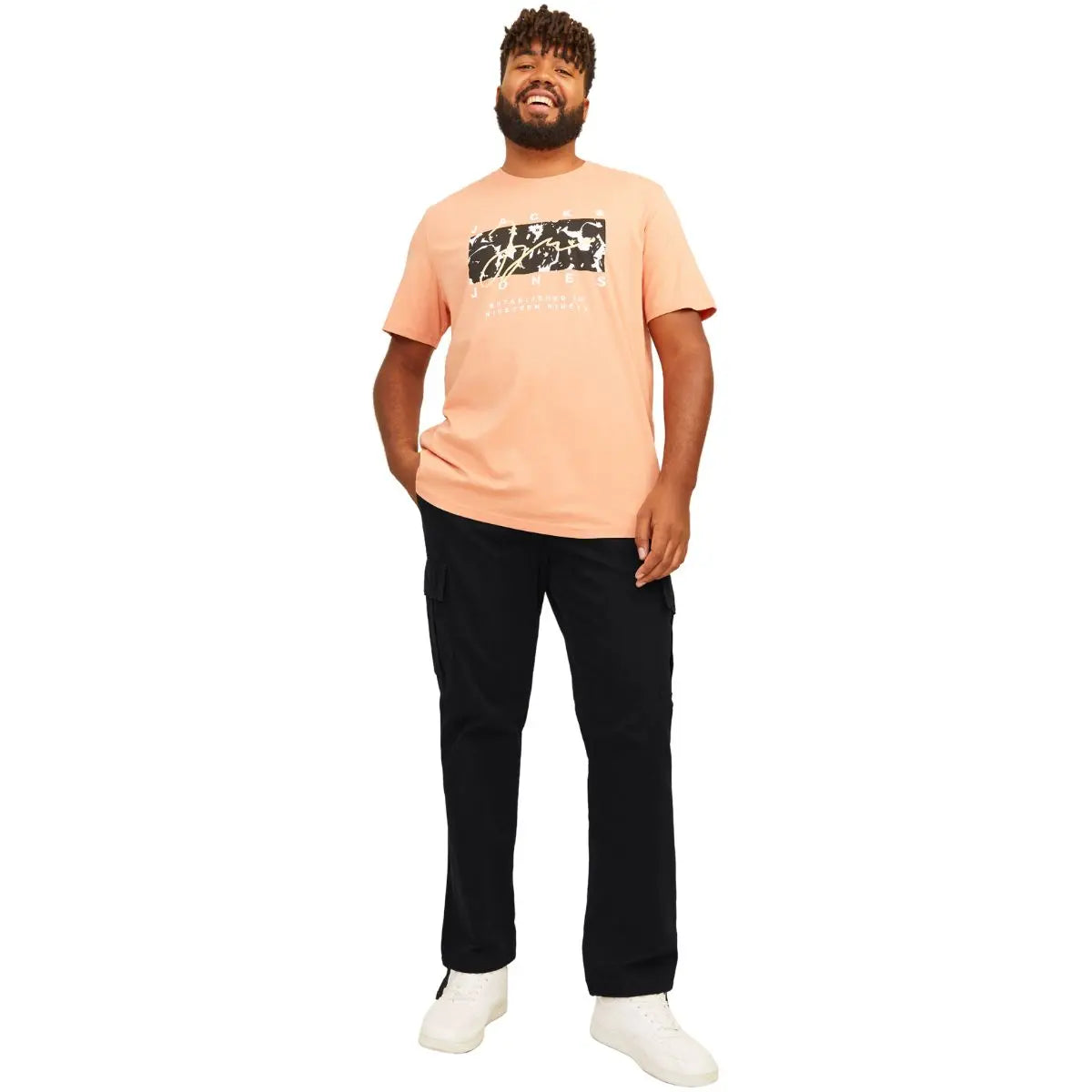 Duże męskie spodnie bojówki Jack &amp; Jones 12264152 czarne