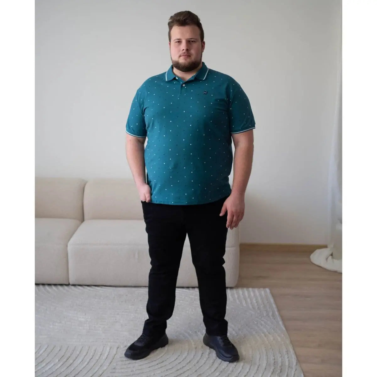 Duża męska koszulka z kołnierzykiem polówka Double Urban Outfitters PS-3036 morska