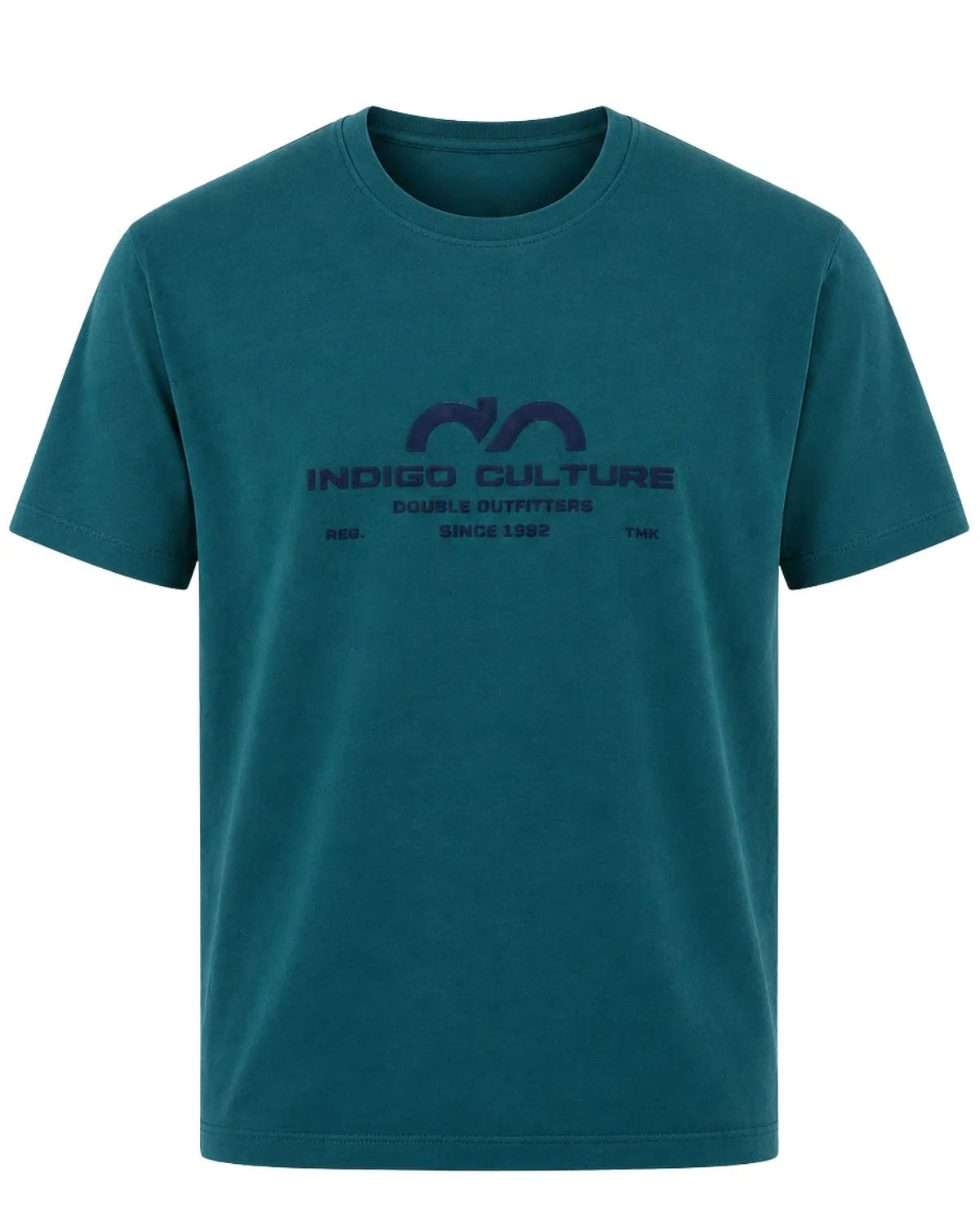 Duża męska koszulka z nadrukiem krótki rękaw t-shirt Double TS-9124 morski