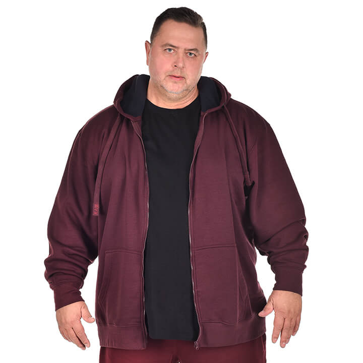 Duża męska rozpinana bluza Kam 503H bordowa