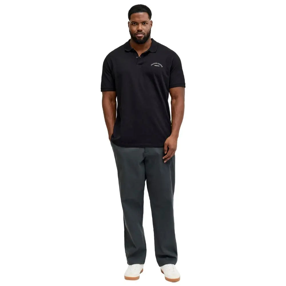 Duża męska polówka koszulka z kołnierzykiem Jack &amp; Jones 12295974 czarna