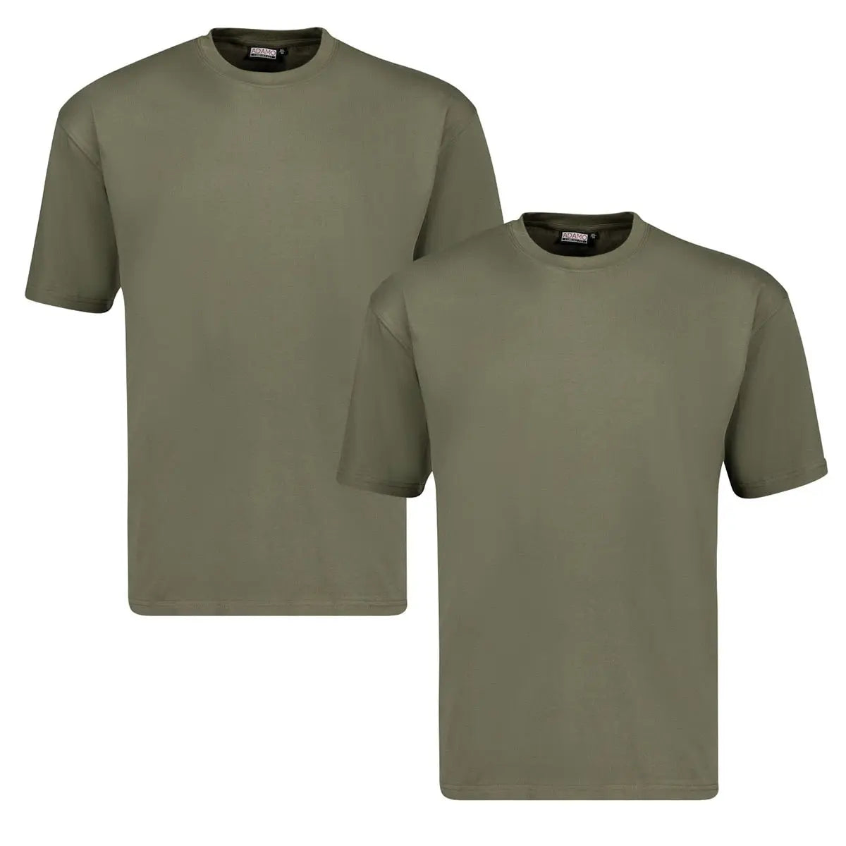 Duża gładka koszulka męska t-shirt Adamo 129420-430 2 pak oliwkowy