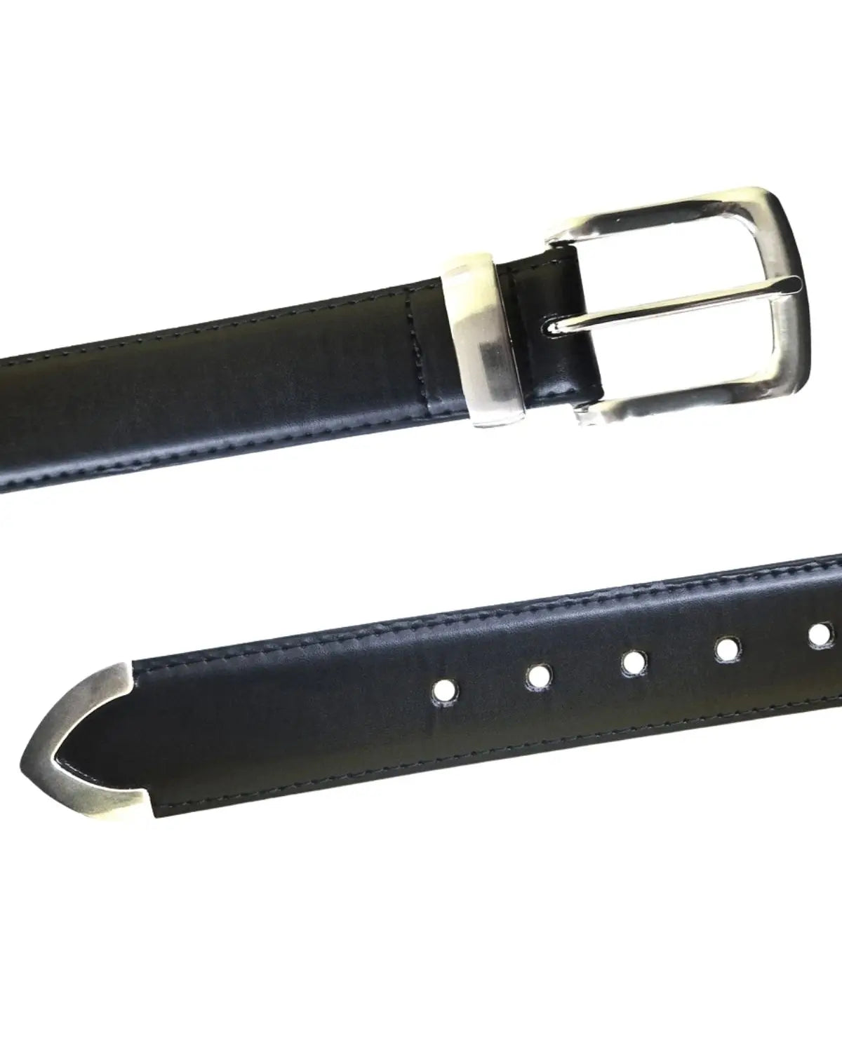 Męski duży pasek ze srebrną klamrą 3,5cm Duke D555 Joeseph czarny
