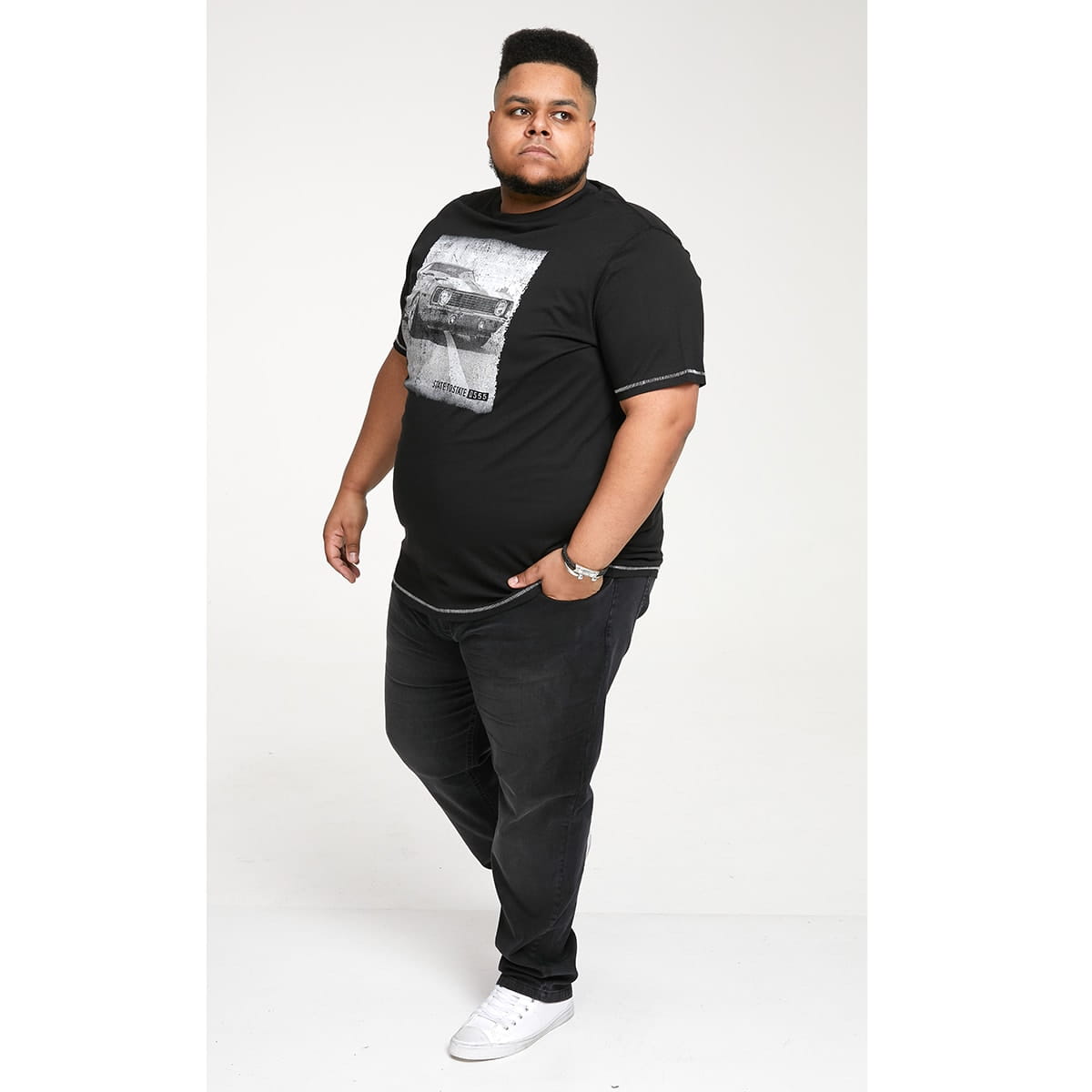 Koszulka dla wysokiego mężczyzny (TALL) t-shirt z nadrukiem samochodu Duke D555 Kenton czarny