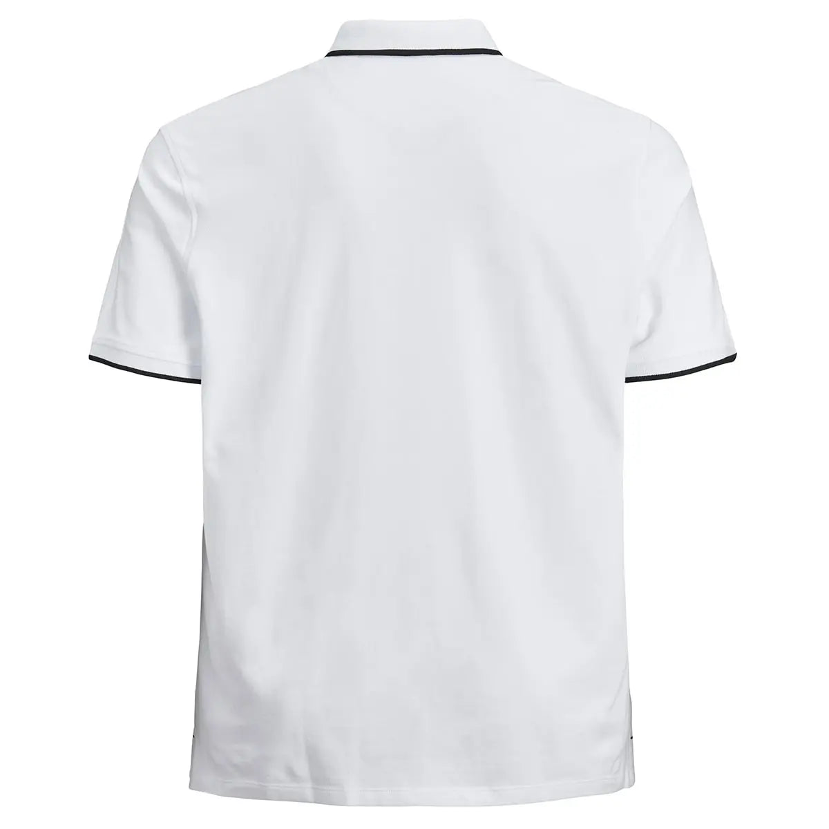 Duża męska polówka koszulka z kołnierzykiem Jack &amp; Jones 12143859 biała z czarnymi wstawkami