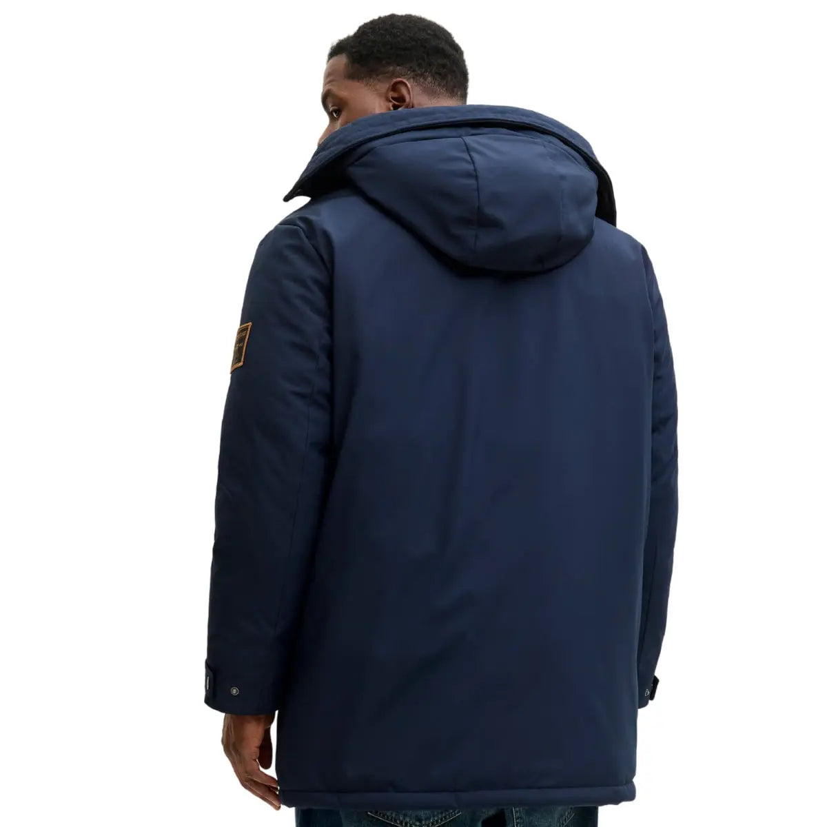 Duża męska kurtka z kapturem parka Jack &amp; Jones 12279797 granatowa