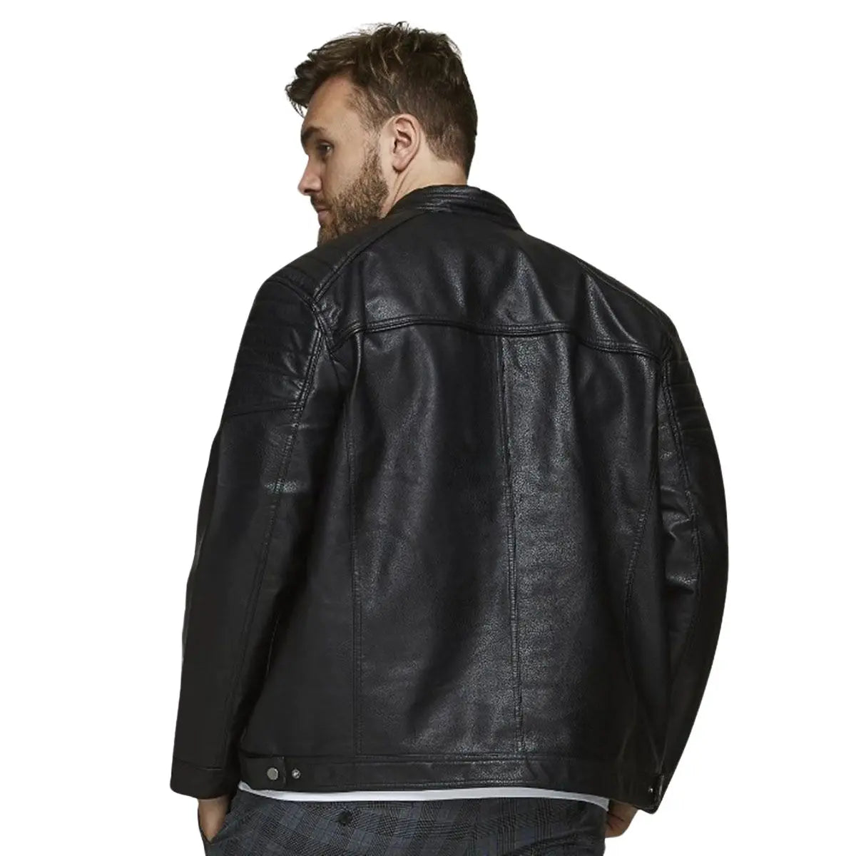 Duża męska kurtka ramoneska modna Jack &amp; Jones 12172908 czarna