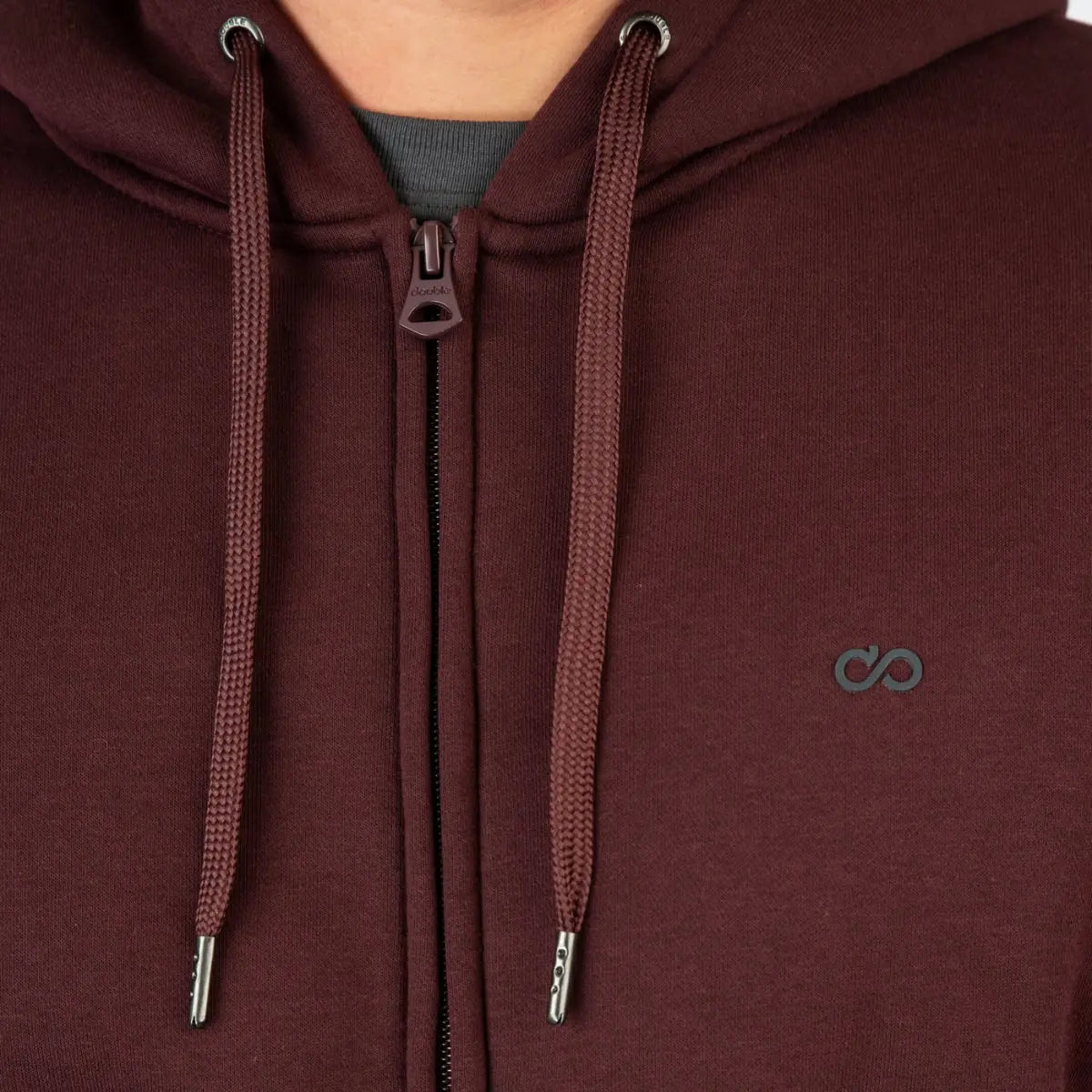 Duża męska rozpinana bluza z kapturem Double Urban Outfitters MTOP-1090 bordowa