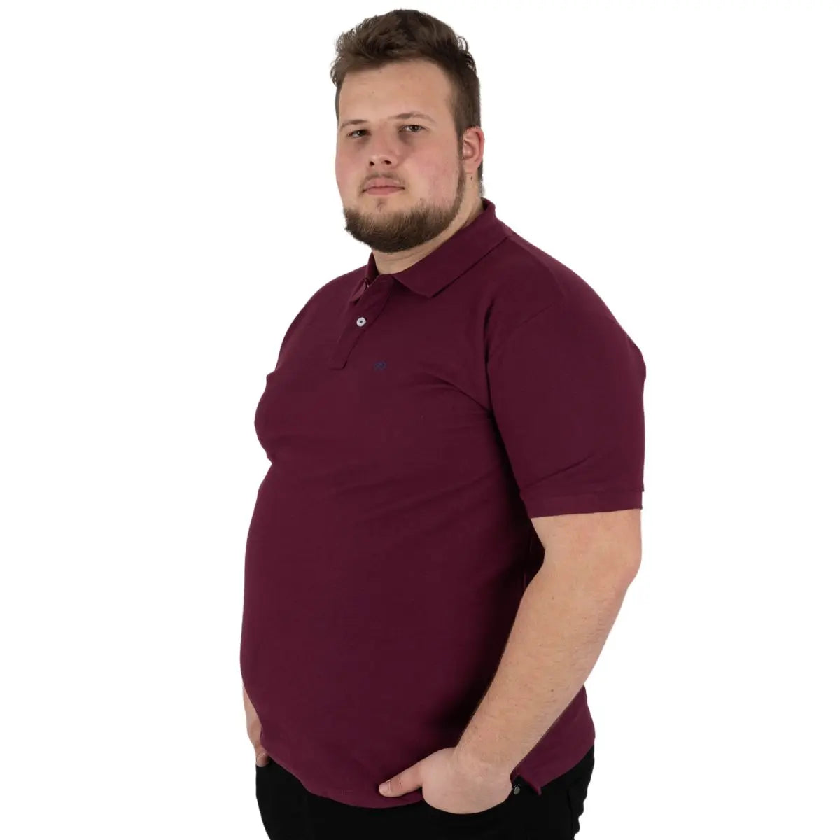 Duża męska koszulka polo gładka Double PS-3032 śliwkowa