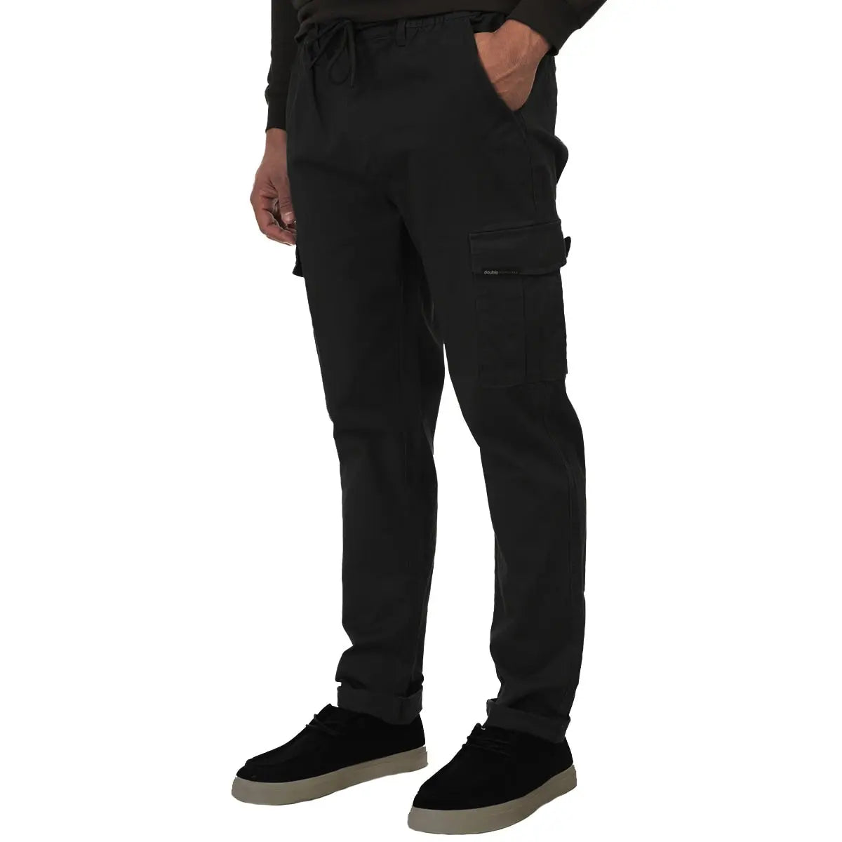 Duże męskie spodnie bojówki proste nogawki Double Urban Outfitters CCP-4014 czarne