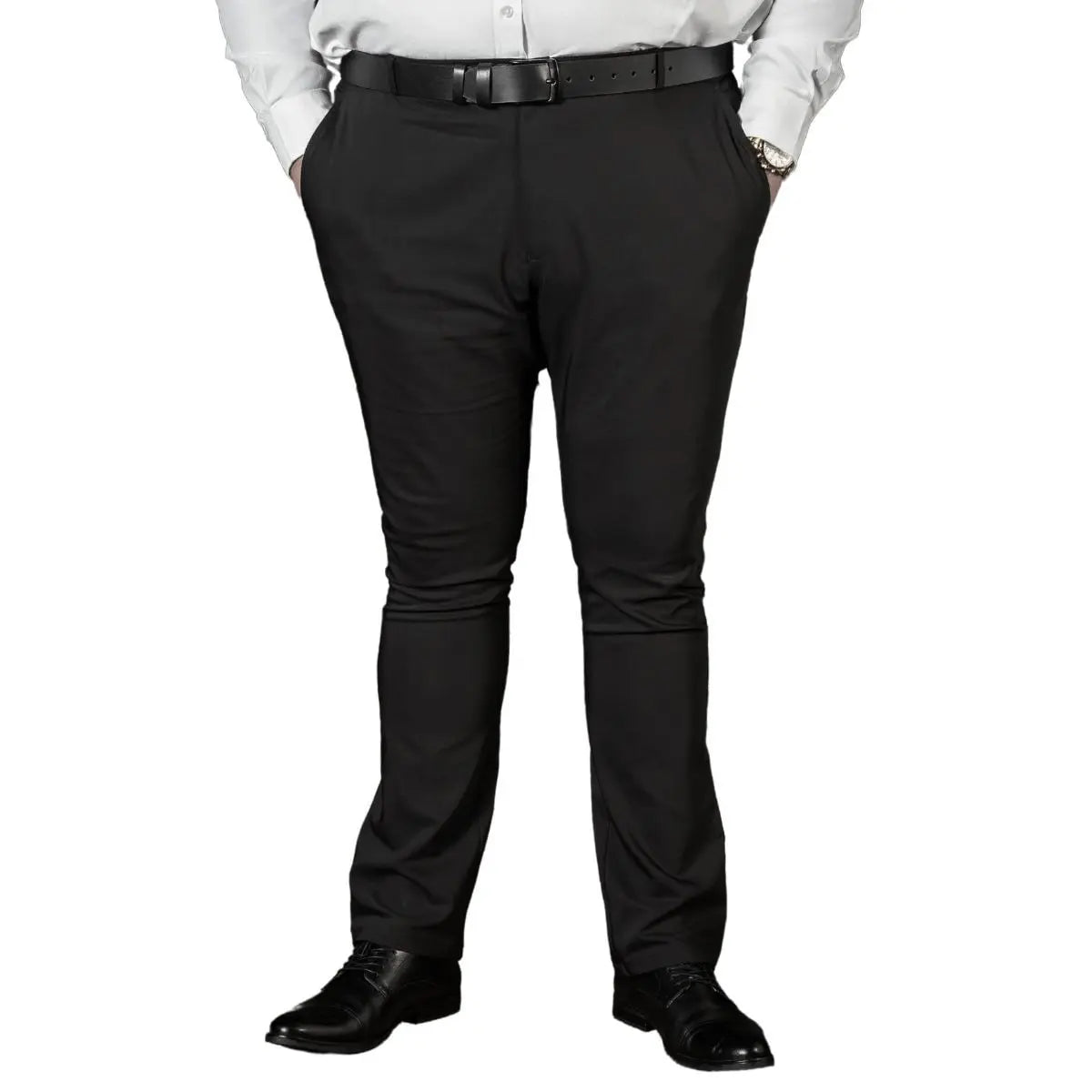Duże męskie eleganckie spodnie Konik Olek 619 czarne