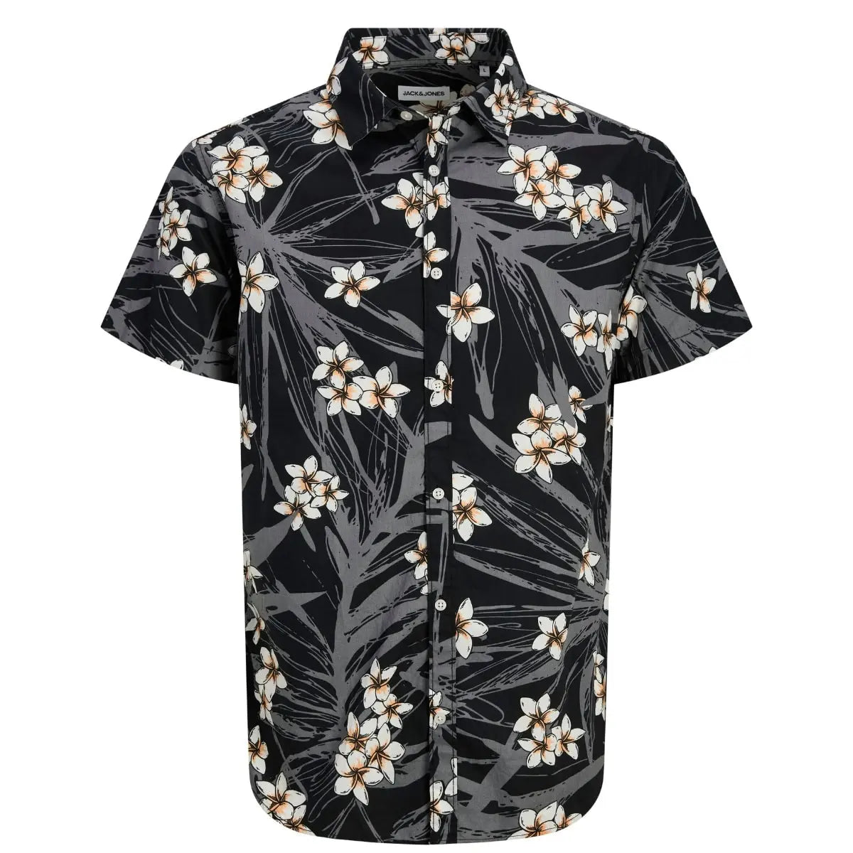 Duża koszula męska wzorzysta z krótkim rękawem Jack &amp; Jones 12270012 czarna