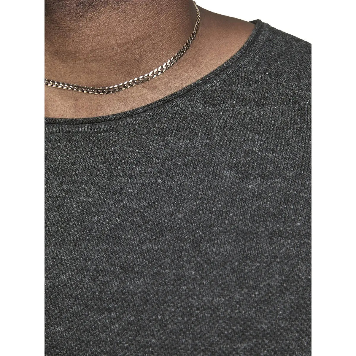 Duży męski sweter gładki wkładany przez głowę Jack &amp; Jones 12163781 ciemnoszary
