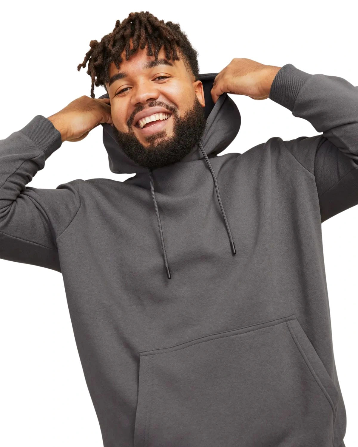 Duża męska bluza wkładana przez głowę z kapturem Jack &amp; Jones 12250595 szara