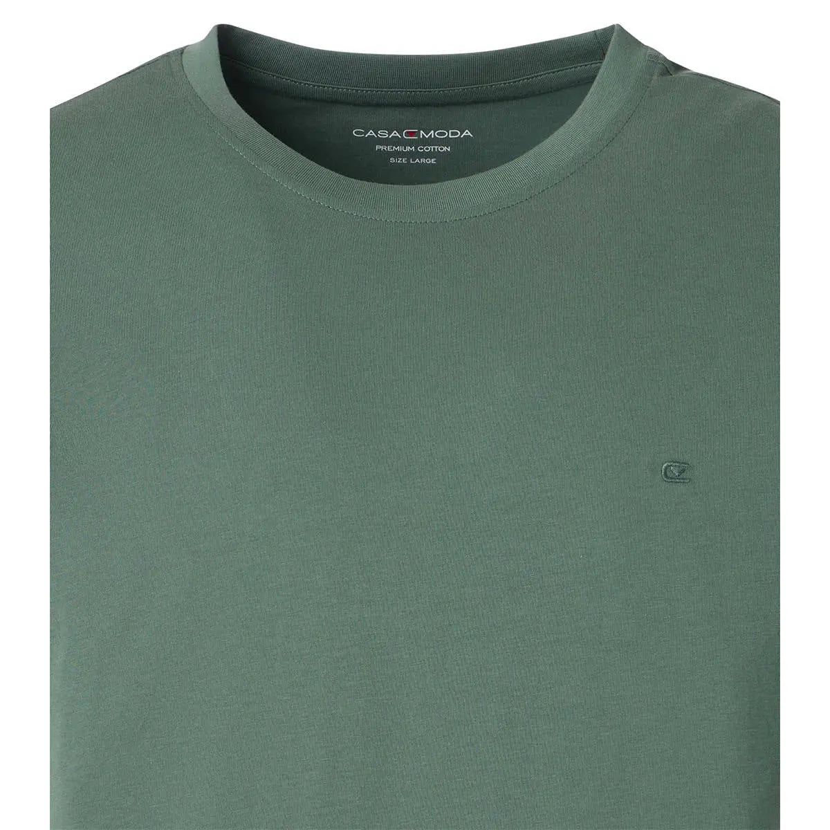Duża męska koszulka gładka t-shirt Casa Moda 4200-345 ciemnozielony