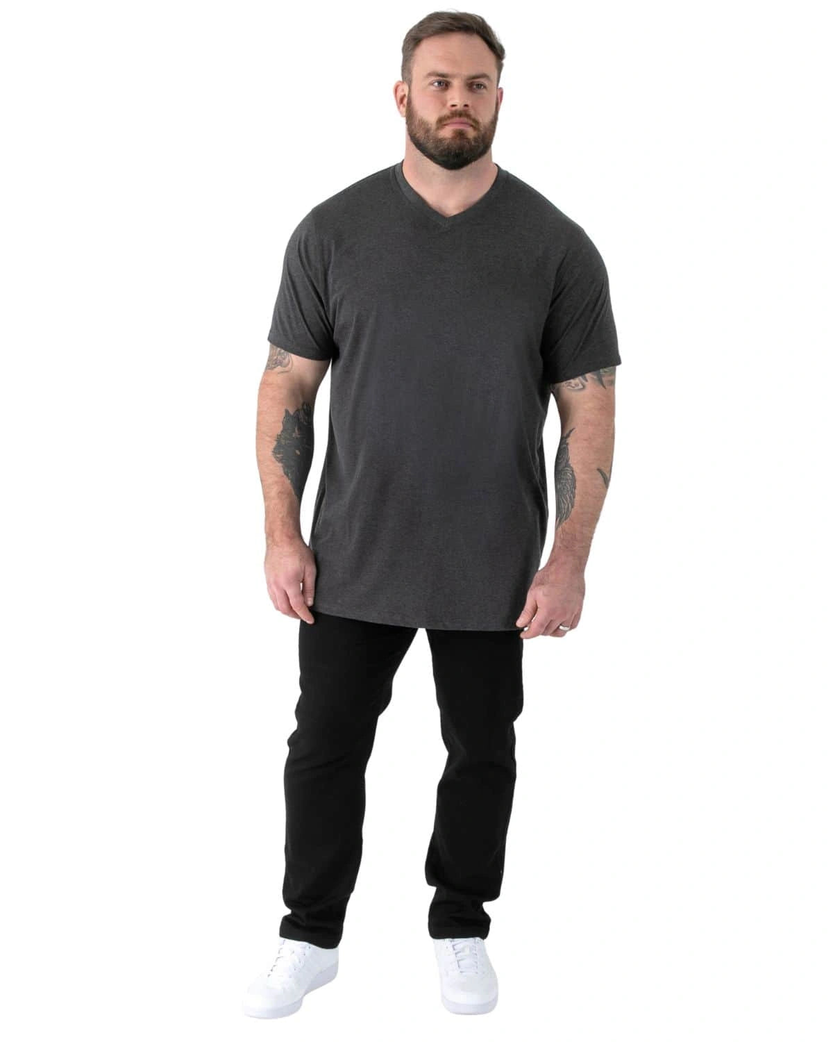 Duża koszulka męska z dekoltem w serek Duke D555 Signature V-neck ciemnoszara