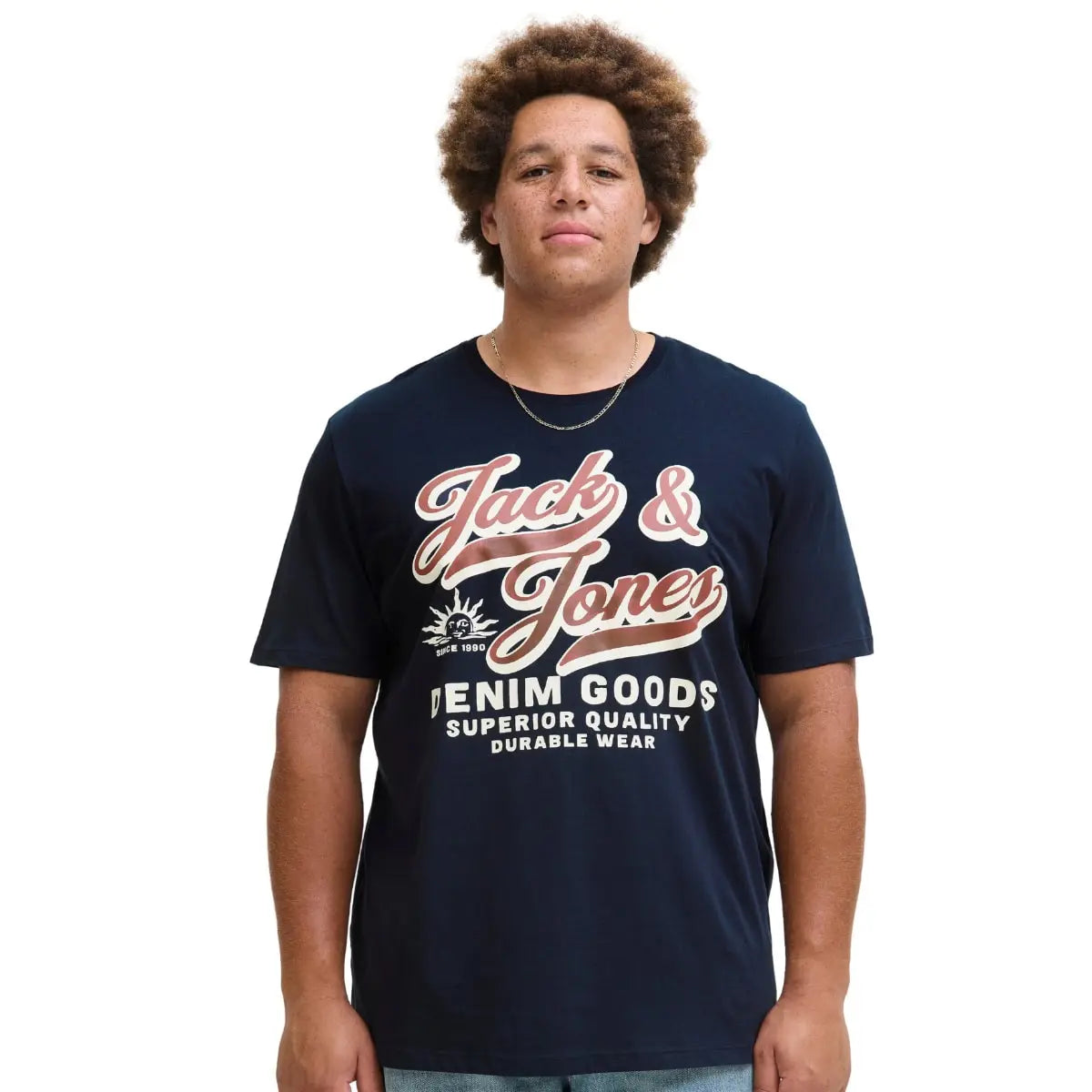 Duże męskie t-shirty z nadrukiem koszulki z krótkim rękawem 3 sztuki Jack &amp; Jones 12287820 biała/czarna/granatowa