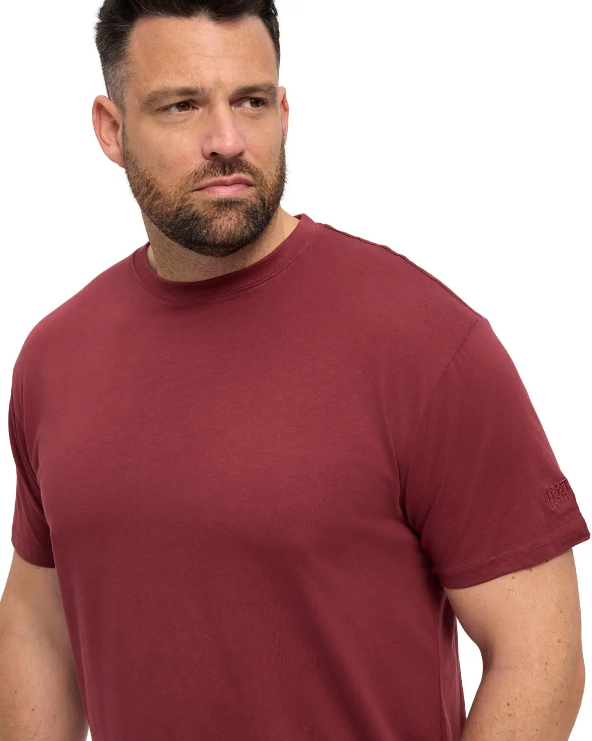 Duży męski gładki t-shirt North 56°4 99010-0380 bordowy