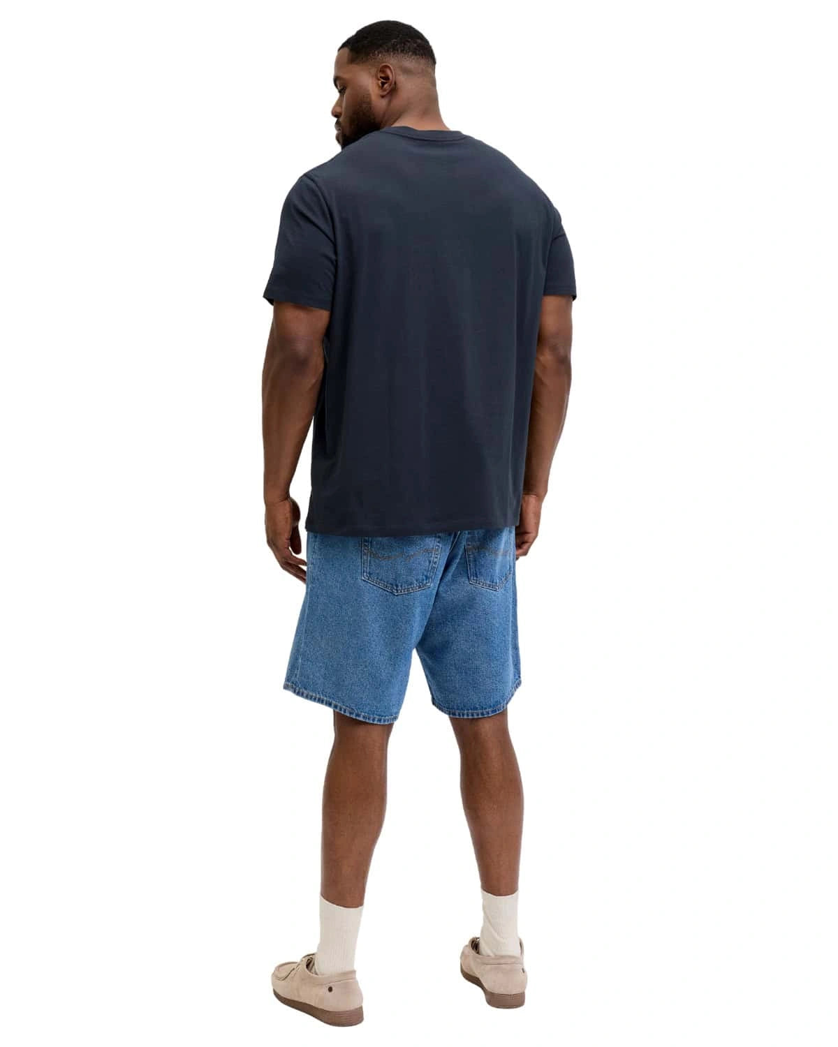 Duża męska koszulka krótki rękaw t-shirt z nadrukiem Jack &amp; Jones 12297272 granatowy