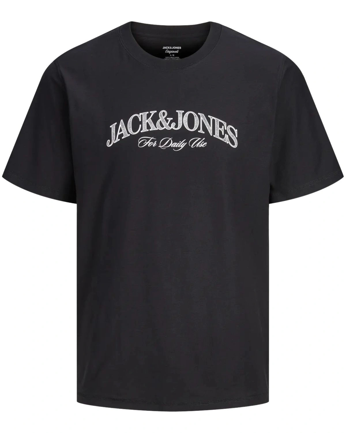 Duża męska koszulka krótki rękaw t-shirt z nadrukiem Jack &amp; Jones 12297126 czarny