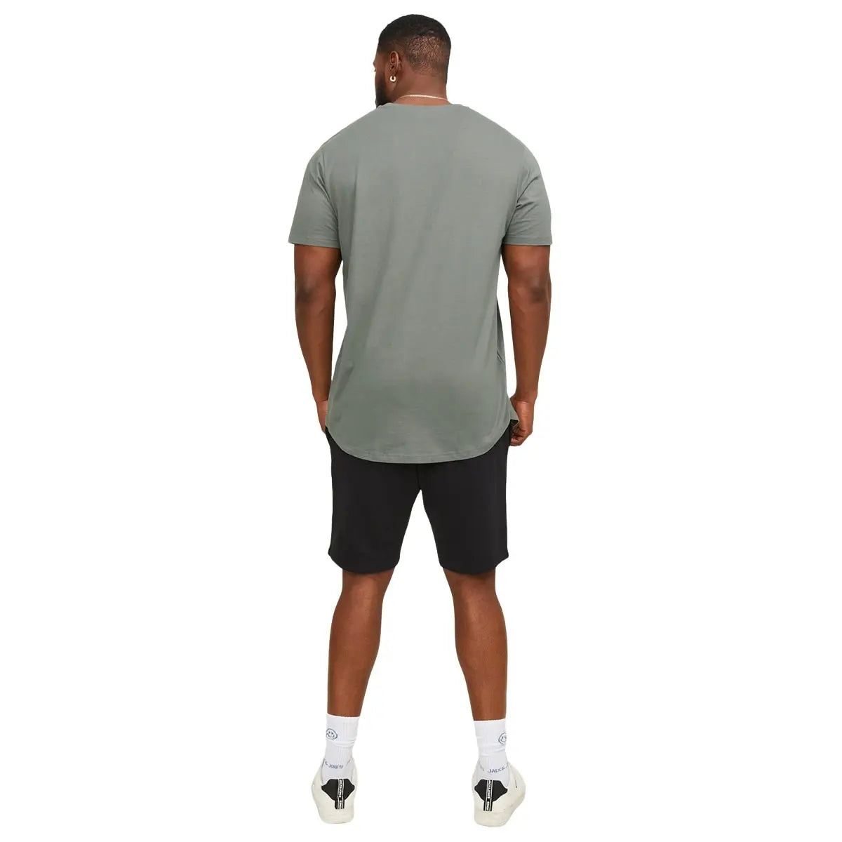 Duża męska koszulka z krótkim rękawem t-shirt gładki Jack &amp; Jones 12184933 szarozielony
