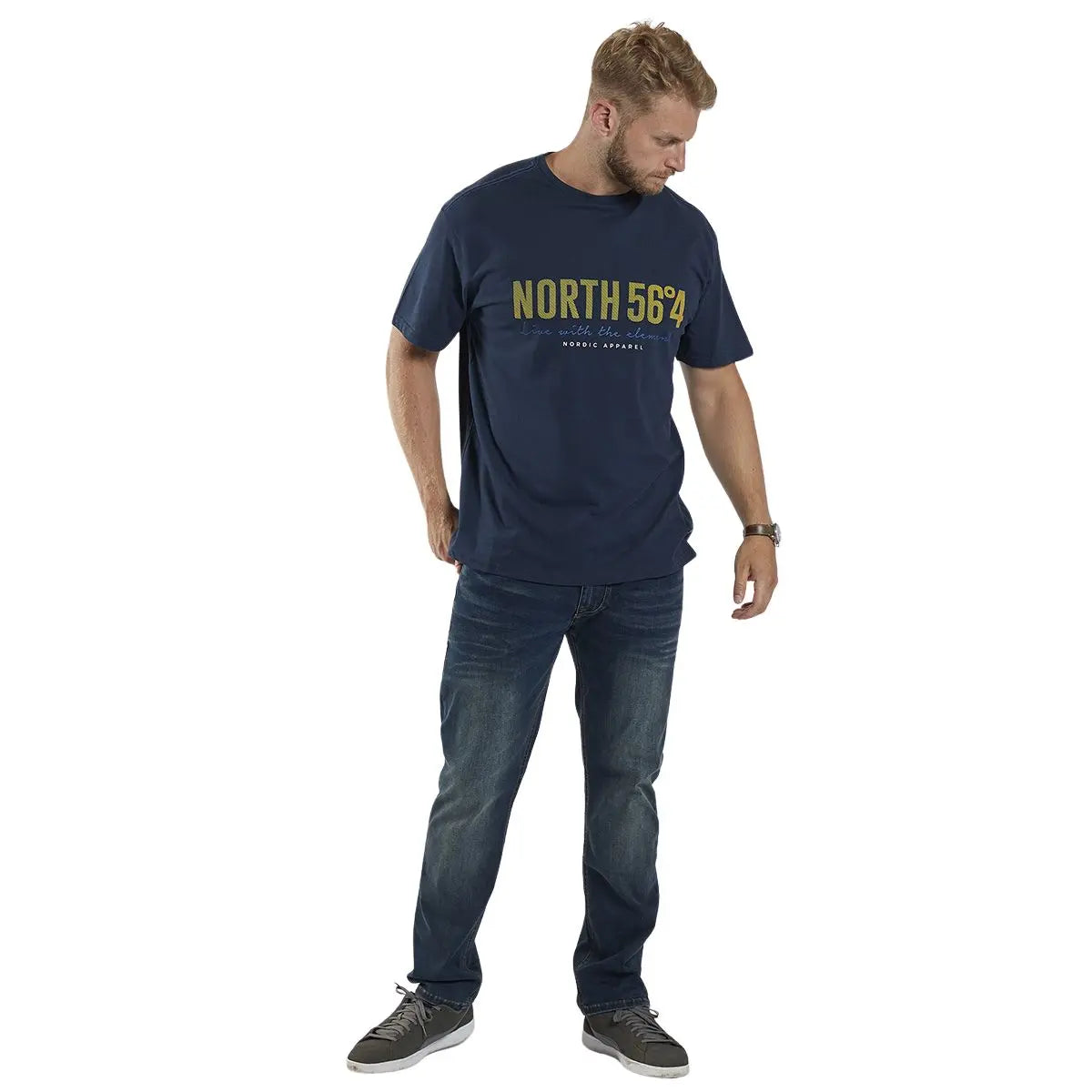 Duży męski t-shirt North 56°4 99865-0580 granatowy