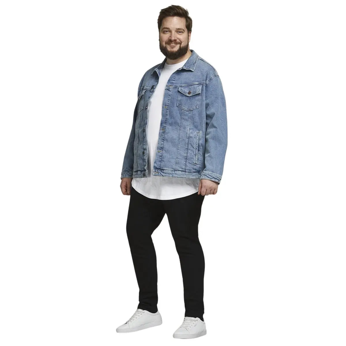 Duża męska koszulka z krótkim rękawem t-shirt gładki Jack &amp; Jones 12184933 biały