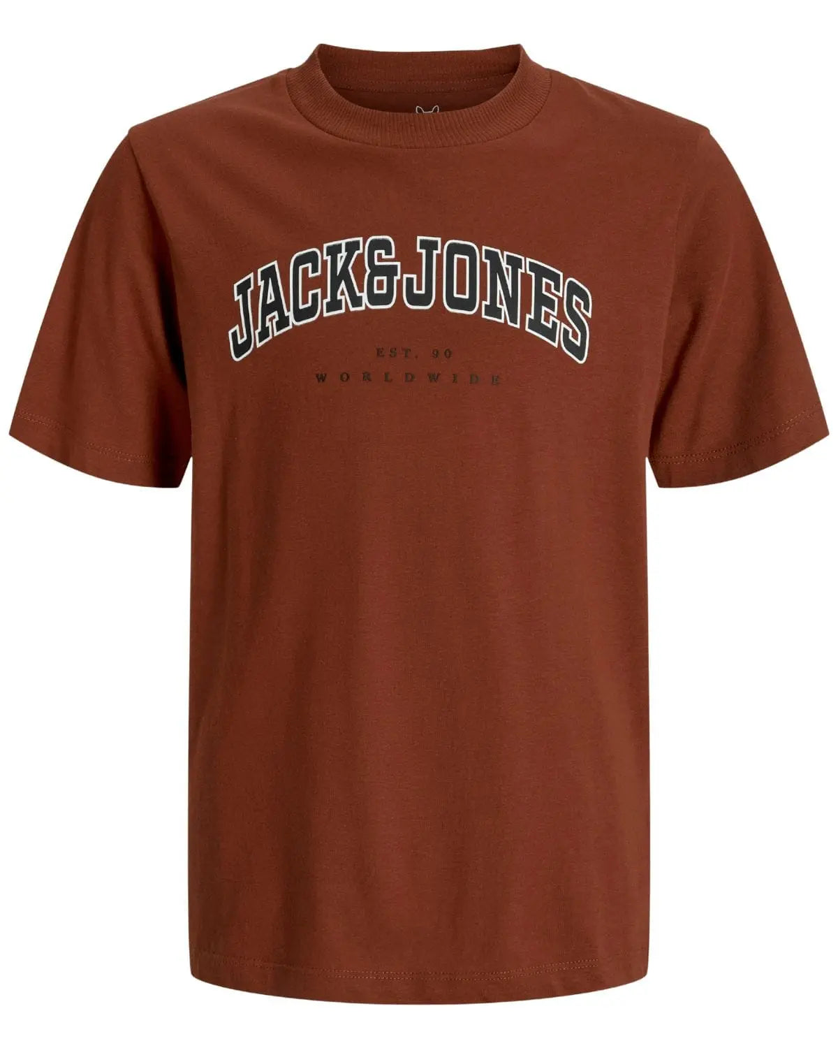 Duża męska koszulka bawełniana t-shirt z napisami Jack &amp; Jones 12258871 brązowy