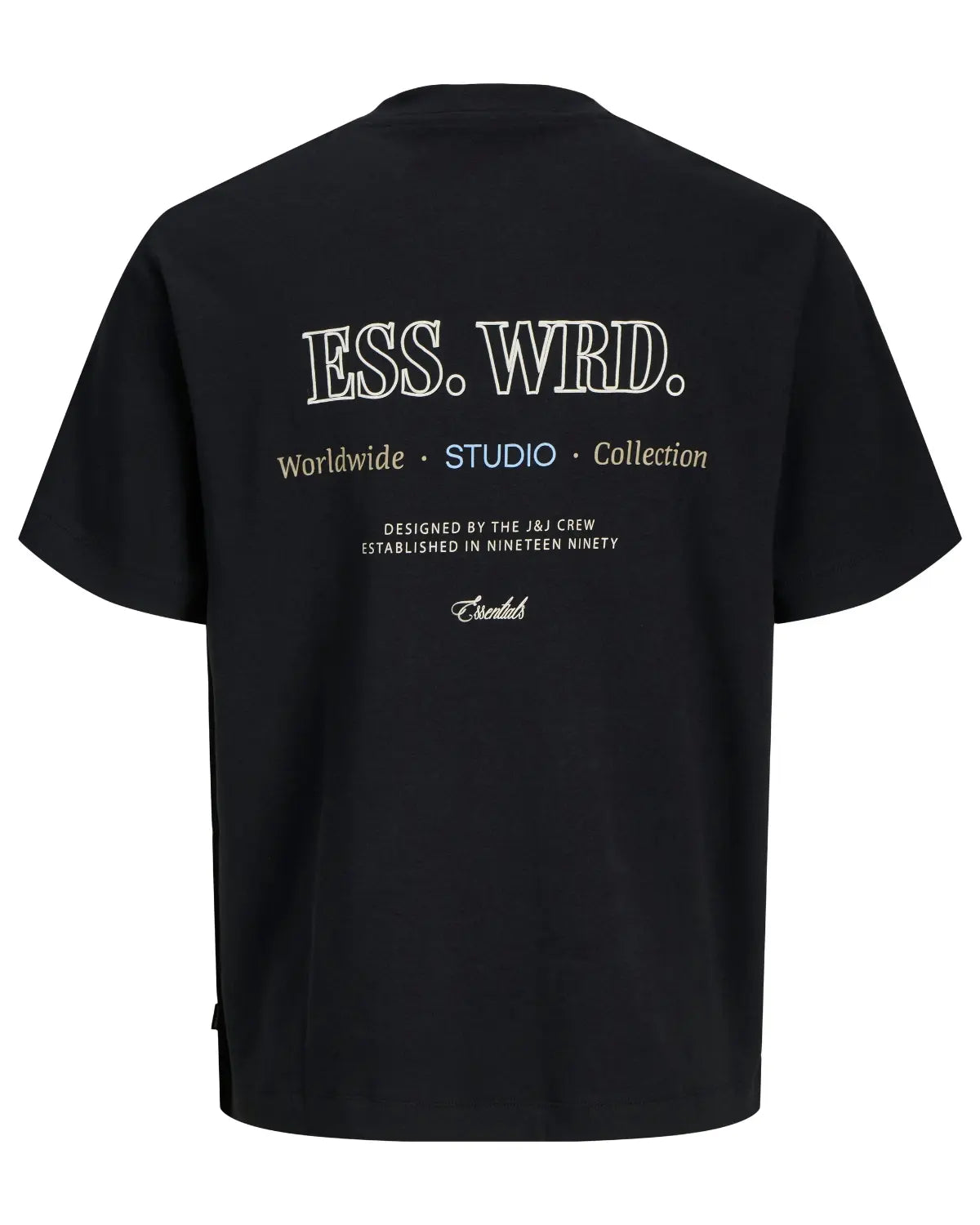 Duża męska koszulka krótki rękaw t-shirt z efektownym nadrukiem na plecach Jack &amp; Jones 12279891 czarny